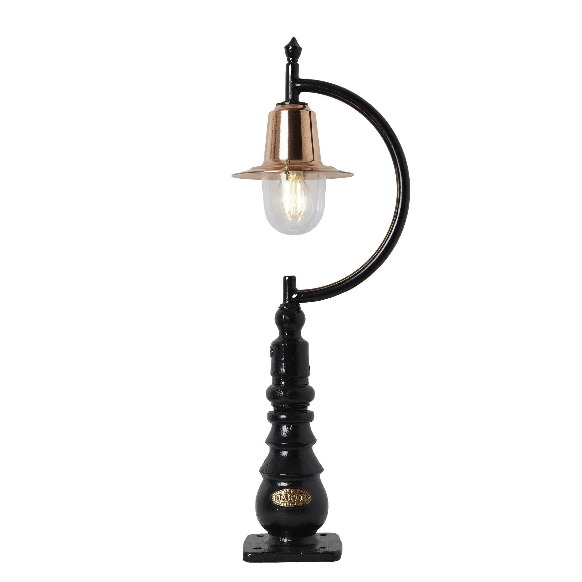 Harte Vintage Tear Drop 0.82m Pedestal Light - Cast Iron, Steel & Copper Head
