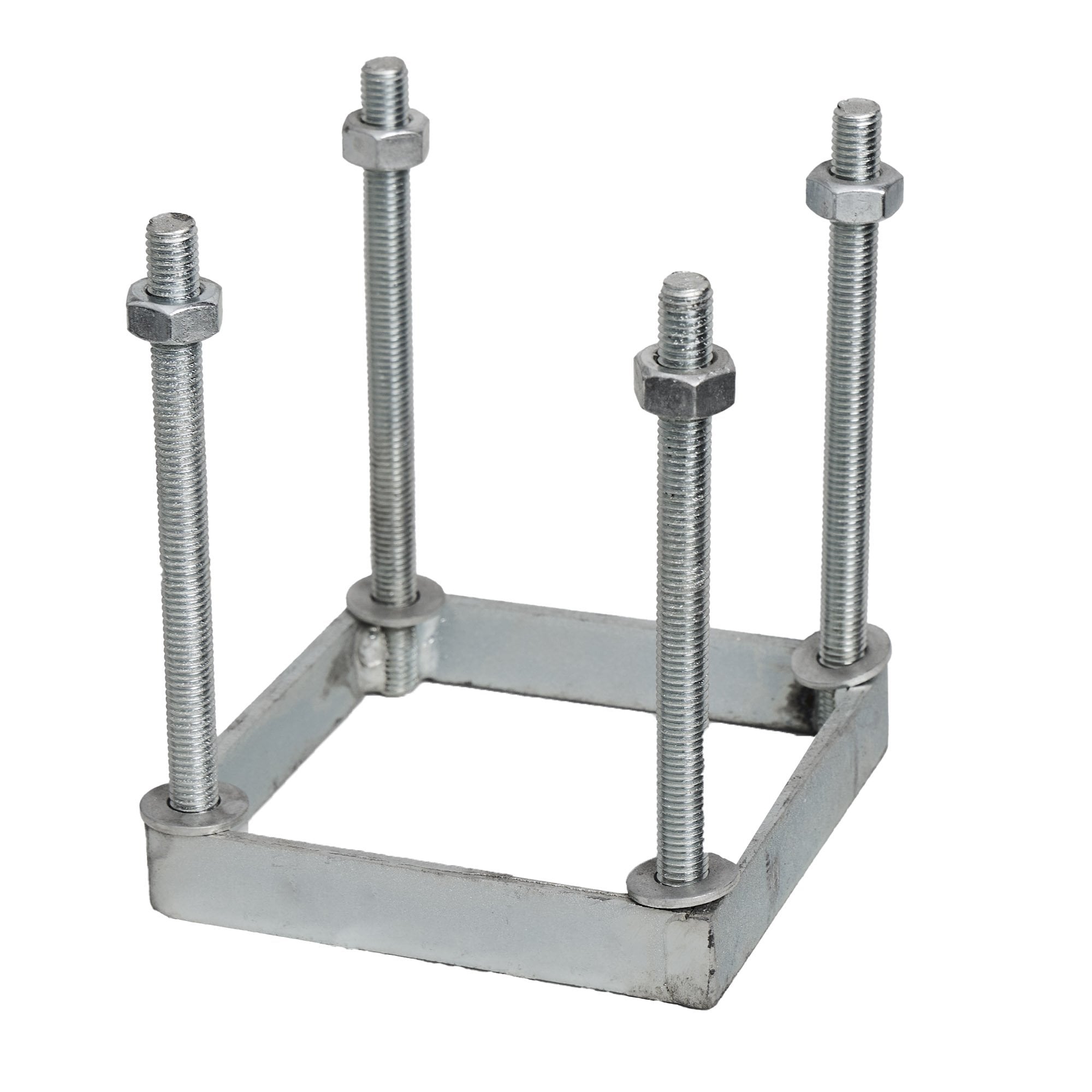 Harte Small 100mm Square Foundation Frame - Galvanised Steel with 4 Threaded Bars