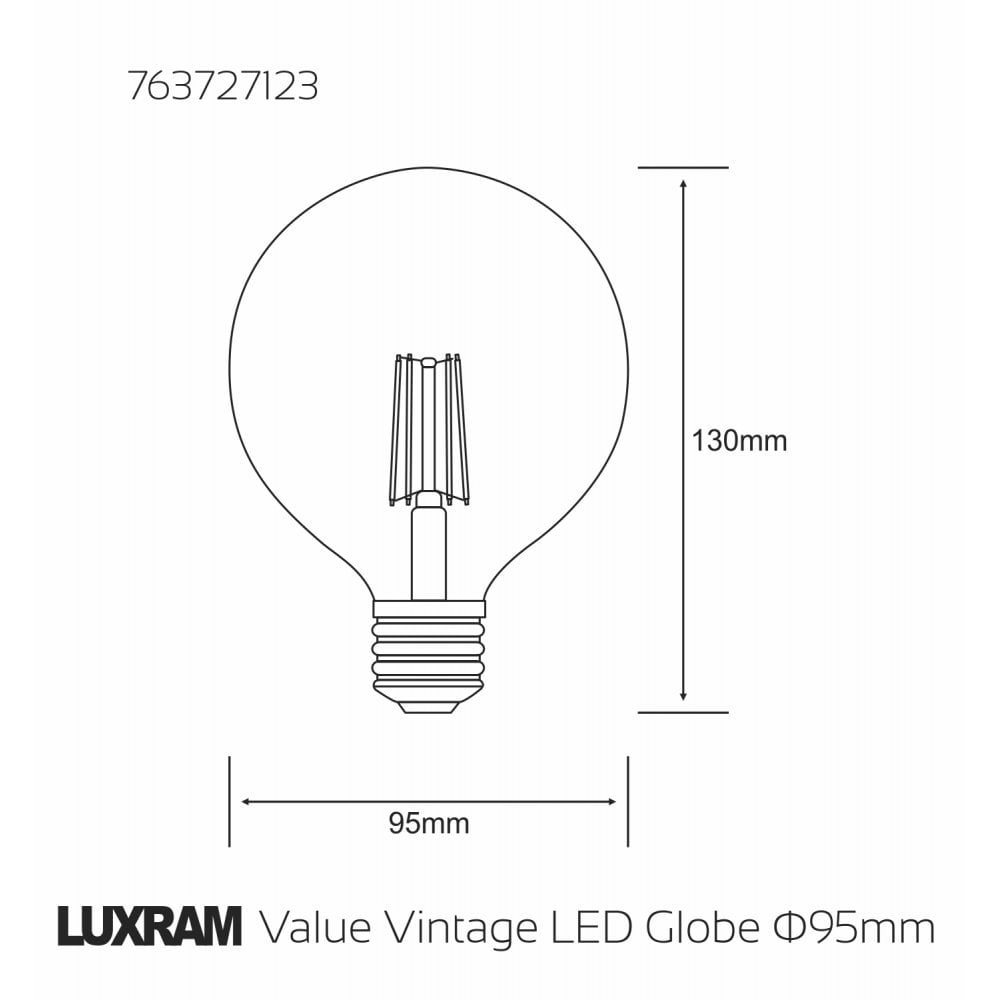 Luxram Vintage LED Globe 95mm E27 4W 2200K - Gold Glass