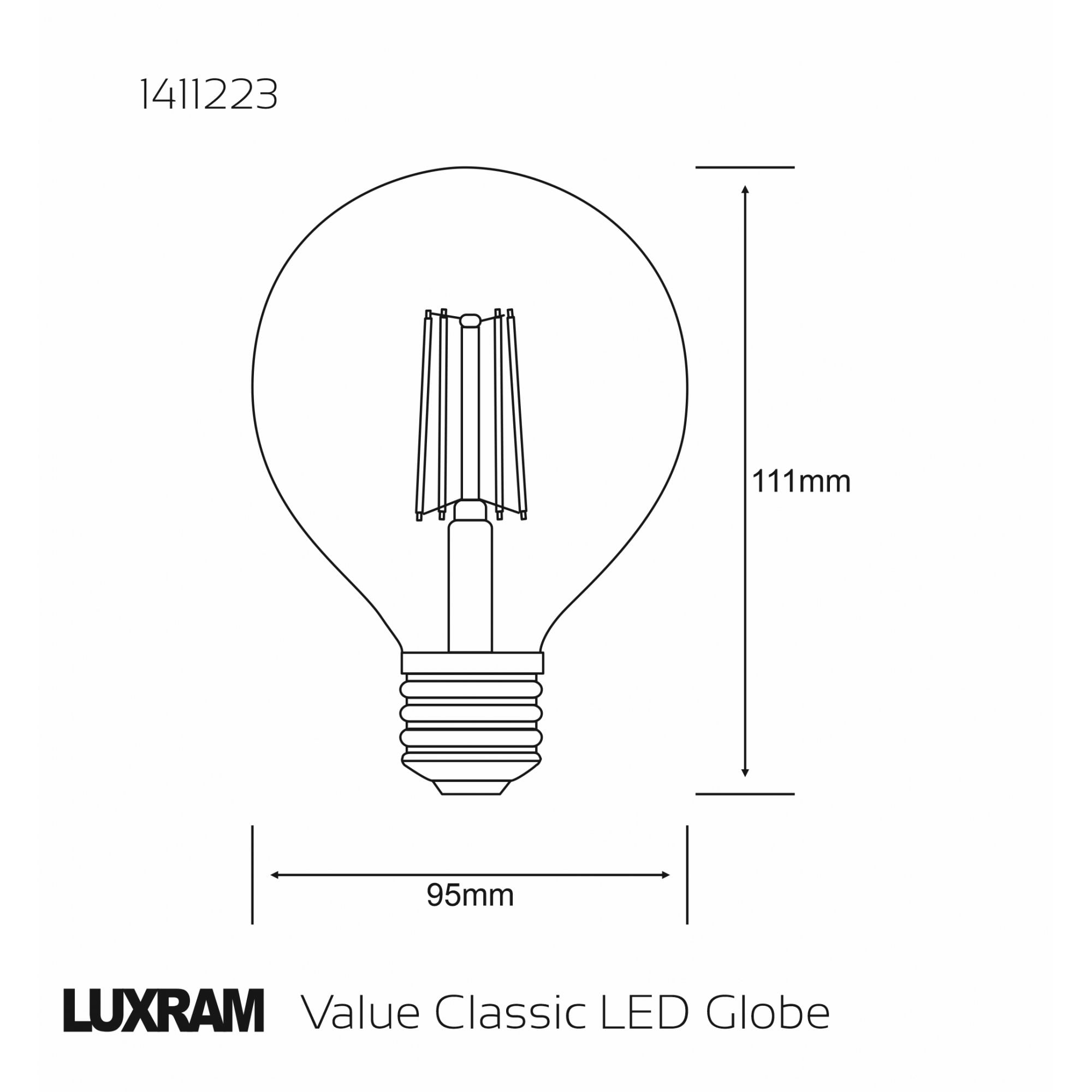 Luxram Classic LED Globe E27 6.5W 4000K - Natural White