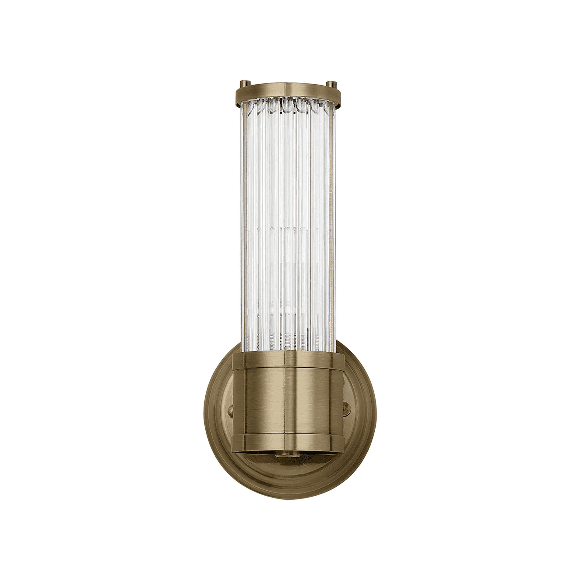 Fabula Wedgewood 1 Light Glass Rod Wall Bracket IP44 - Antique Brass & Clear Glass