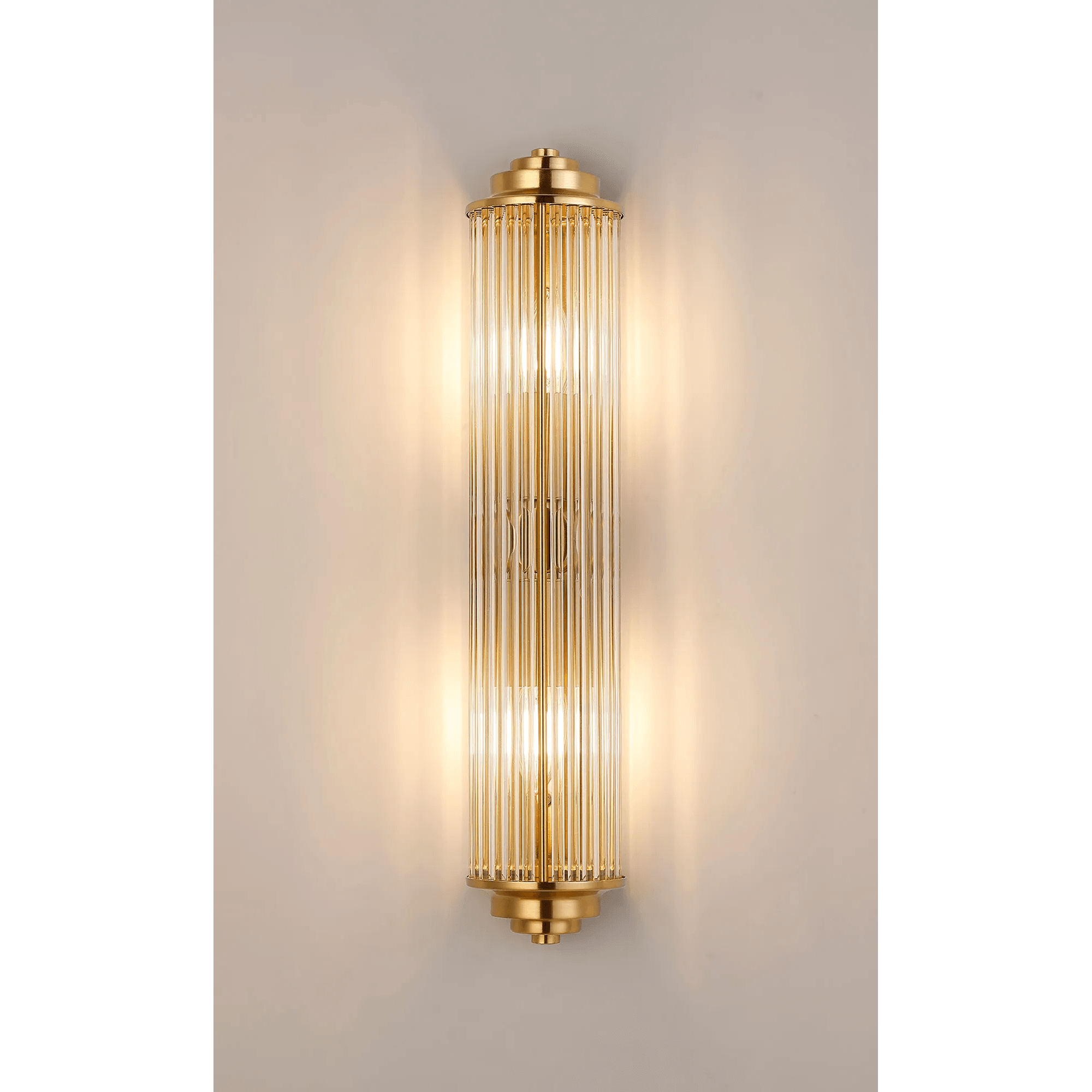 Fabula Wedgewood 2 Light Glass Rod E14 IP44 - Gold & Clear Glass