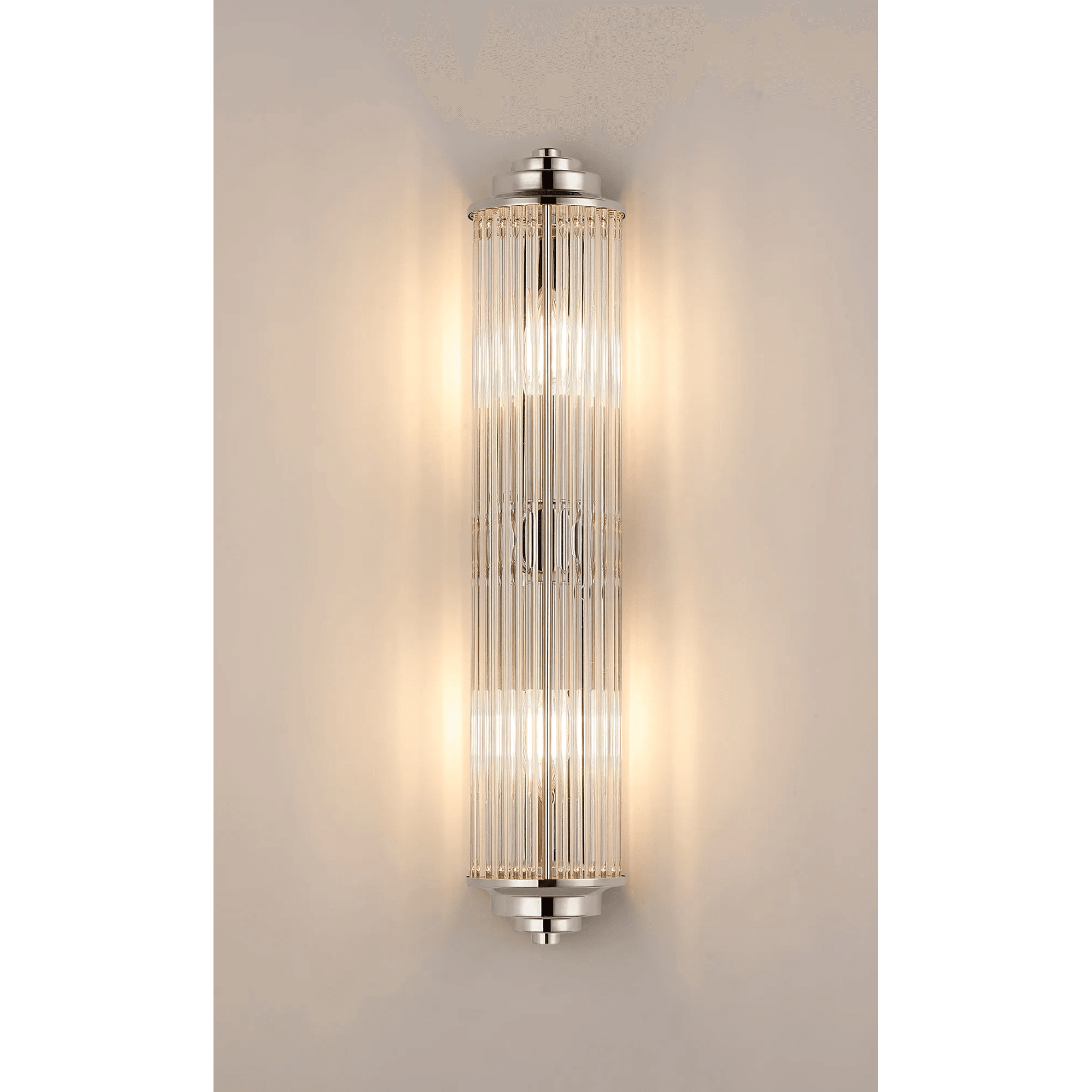 Fabula Wedgewood 2 Light Glass Rod E14 IP44 - Polished Nickel & Clear Glass