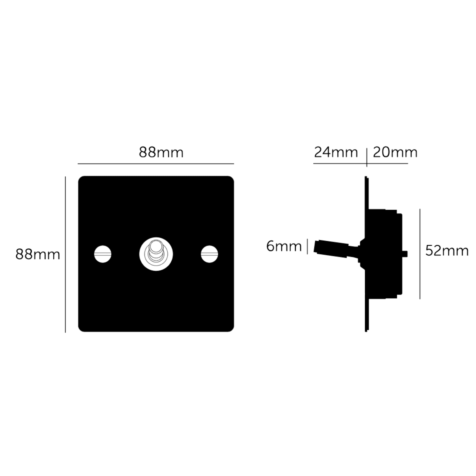 Buster + Punch 1G Toggle Light Switch - Black Back Plate & Cross Knurl Pattern