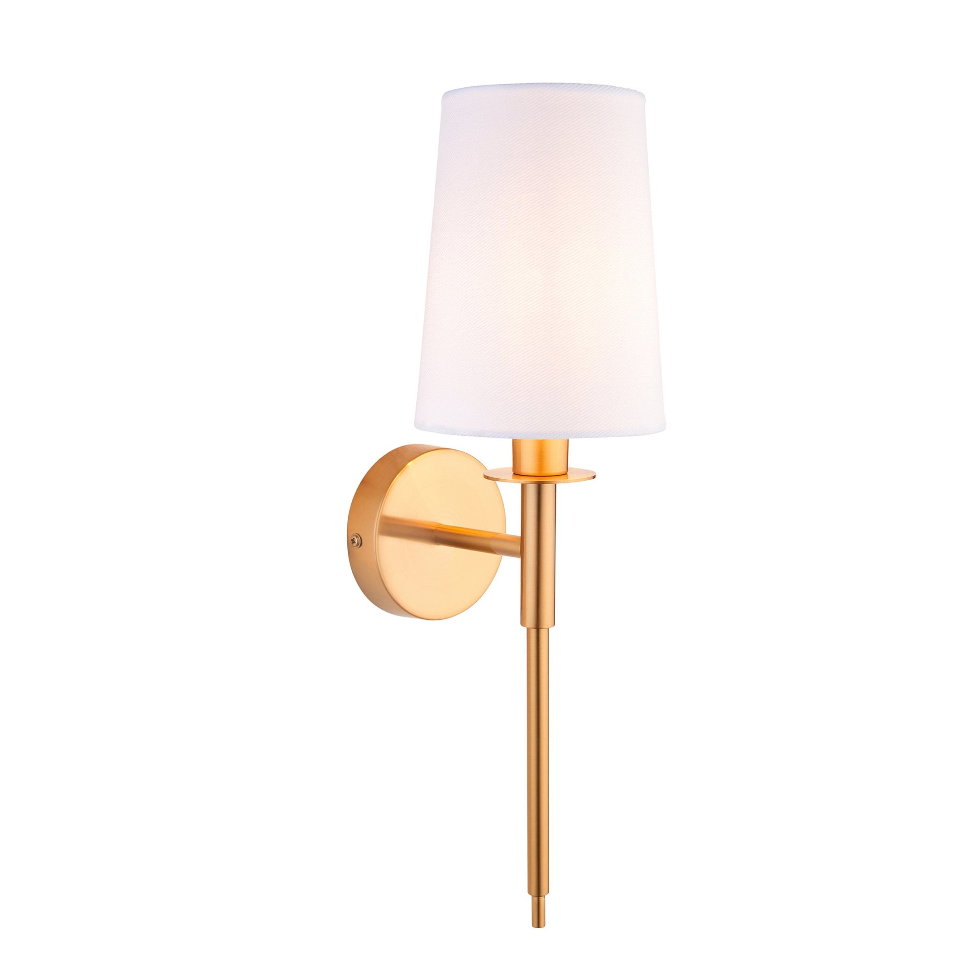 Utopia Elegant Single Wall Light - Vintage Brass & White Fabric Shade