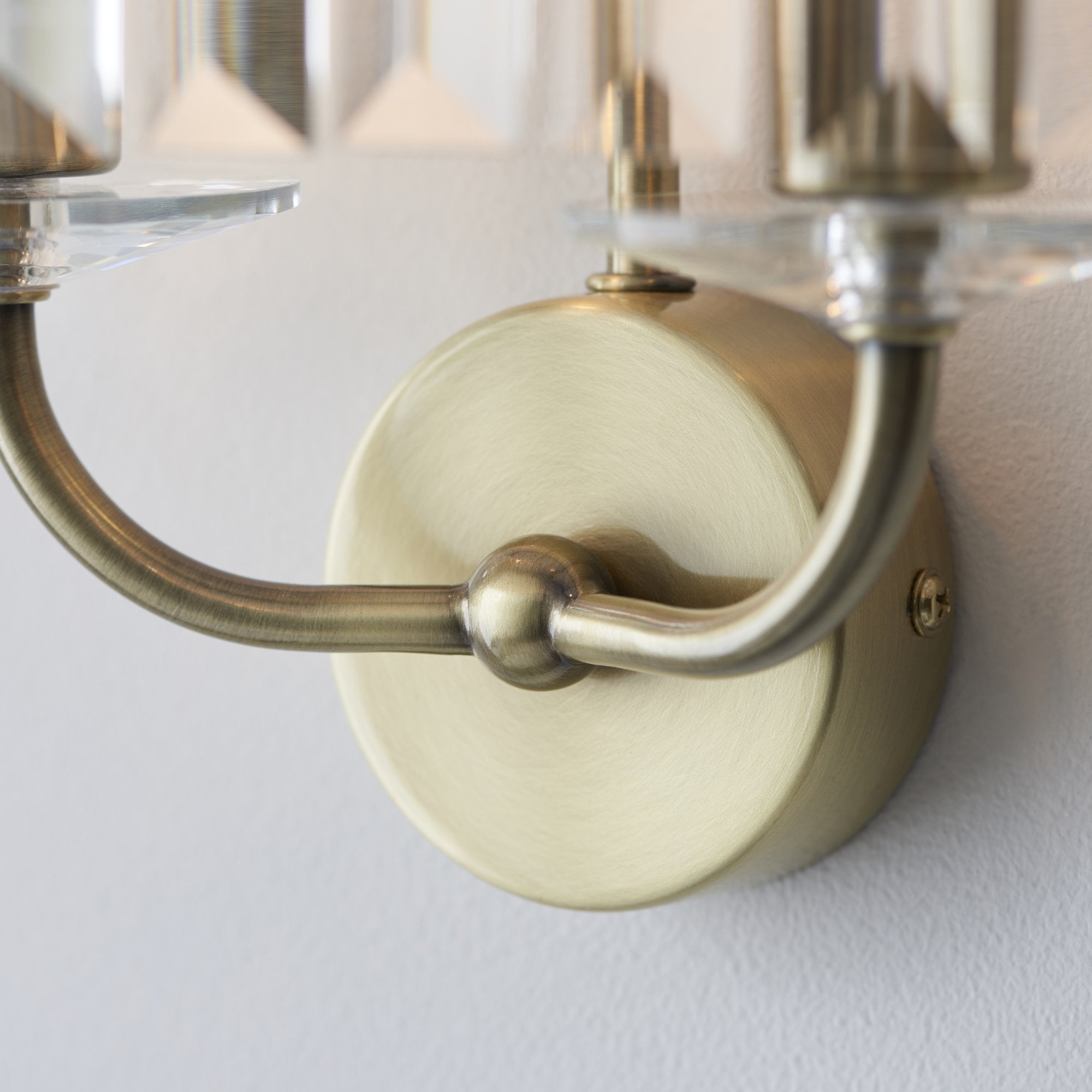 Utopia Martini 2 Light Wall Light - Antique Brass & Clear Cut Glass