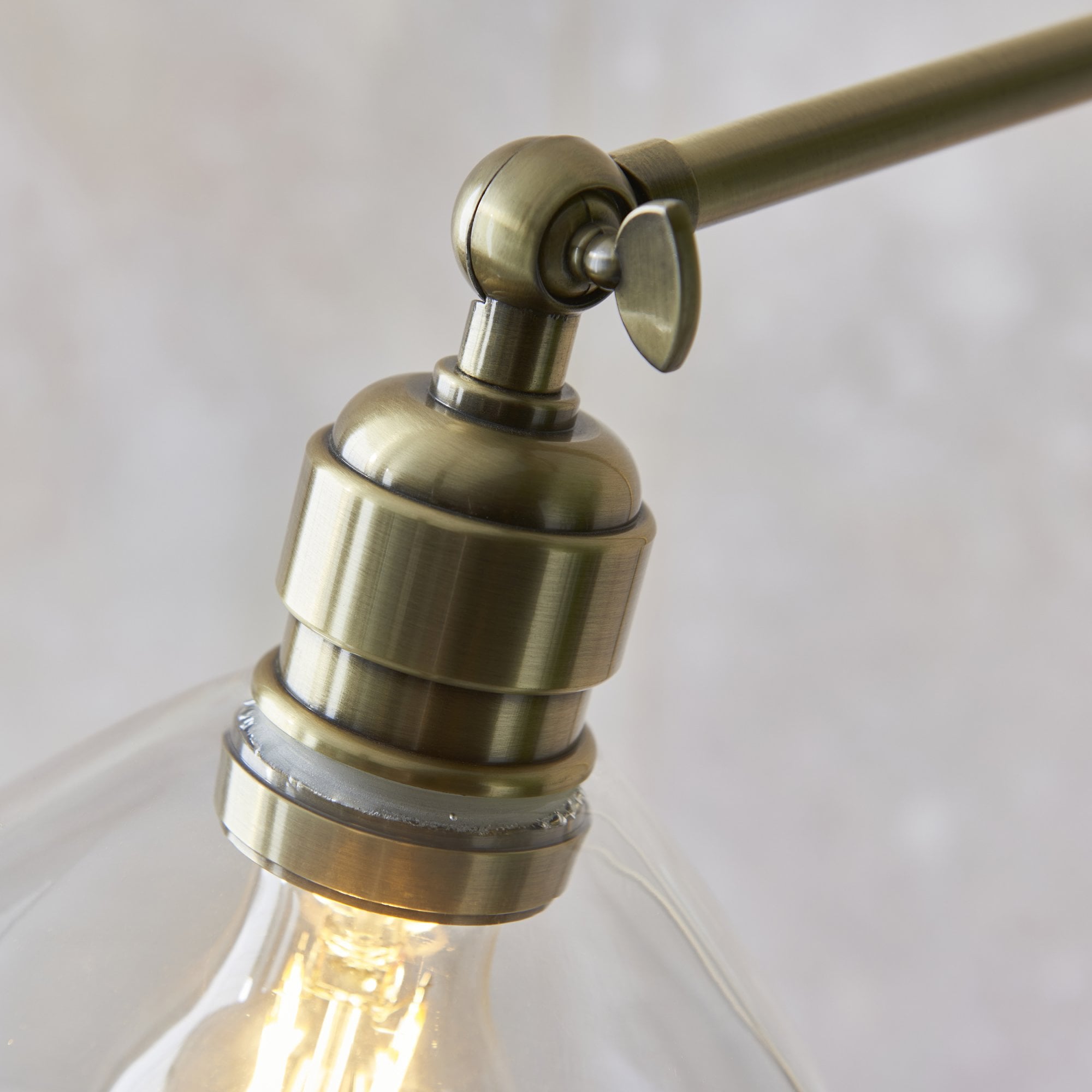 Utopia Diner Single Floor Lamp - Antique Brass & Clear Glass