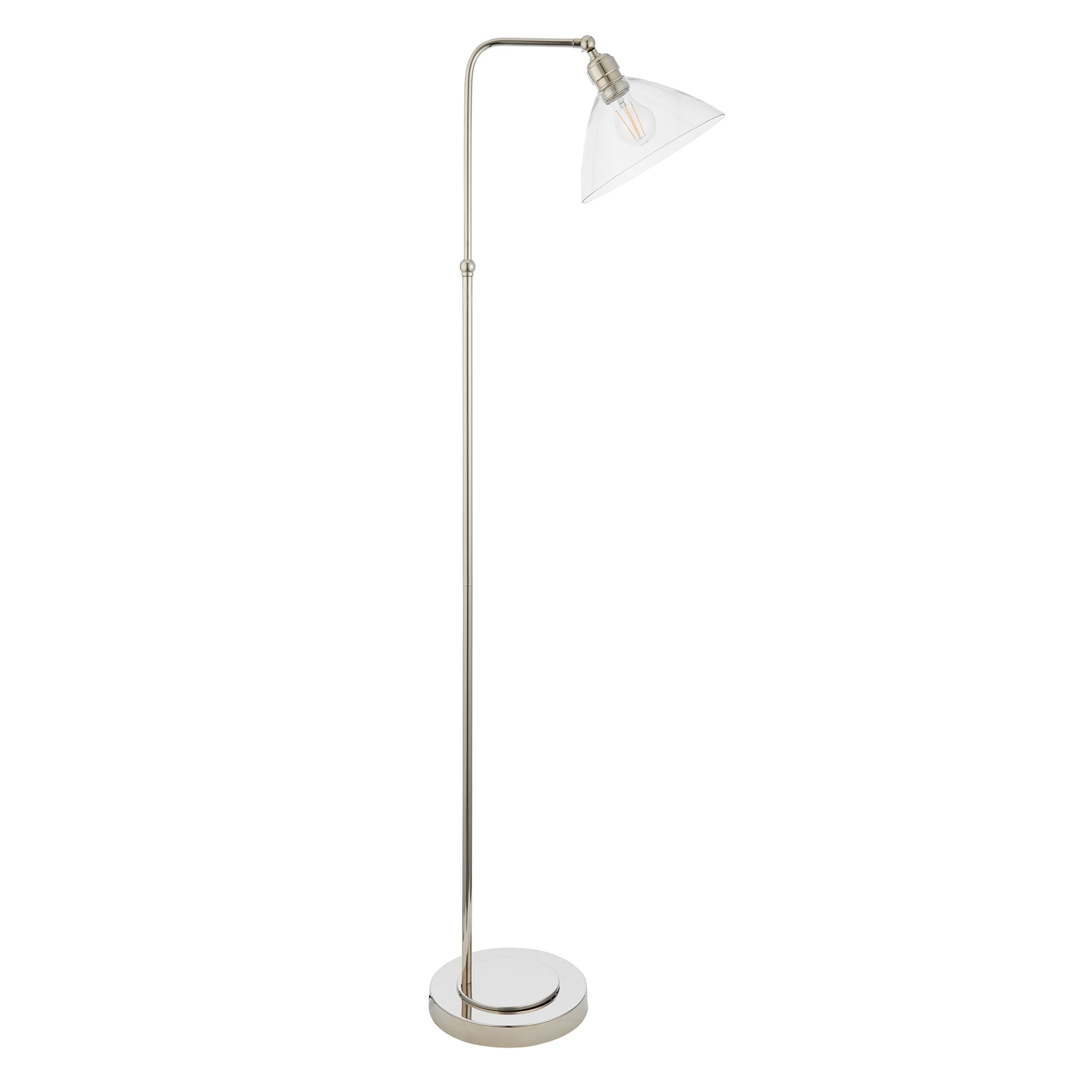 Utopia Diner Single Floor Lamp - Bright Nickel & Clear Glass
