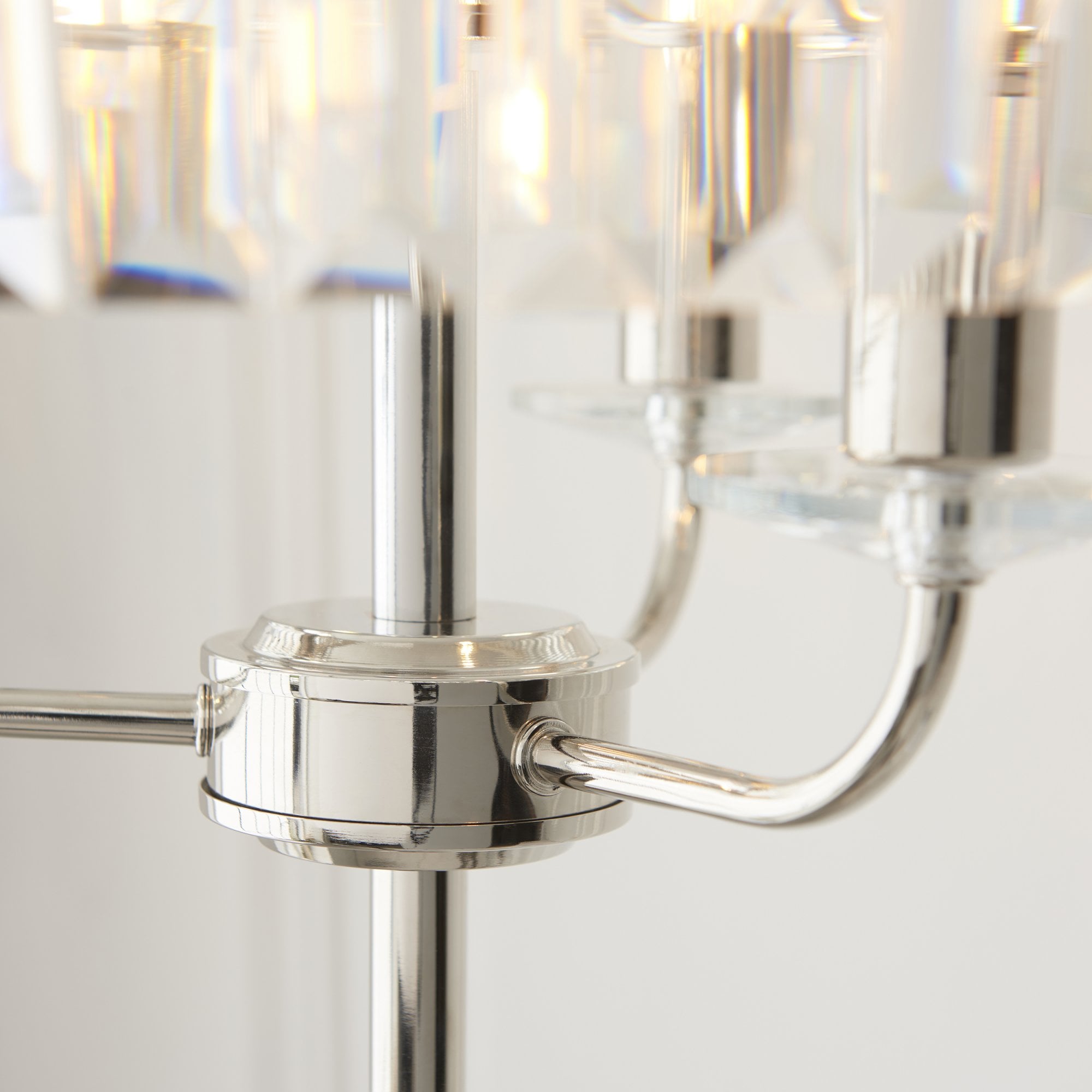 Utopia Martini 3 Light Floor Lamp - Bright Nickel & Clear Cut Glass