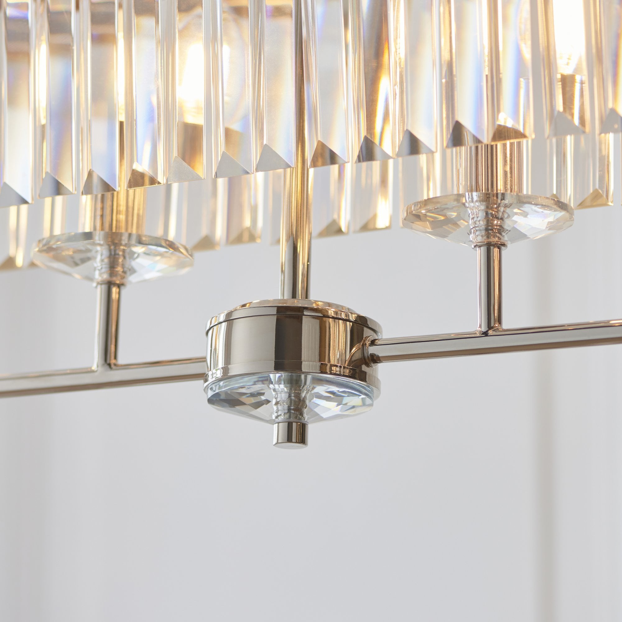 Utopia Martini 4 Light Linear Ceiling Pendant - Bright Nickel & Clear Cut Glass