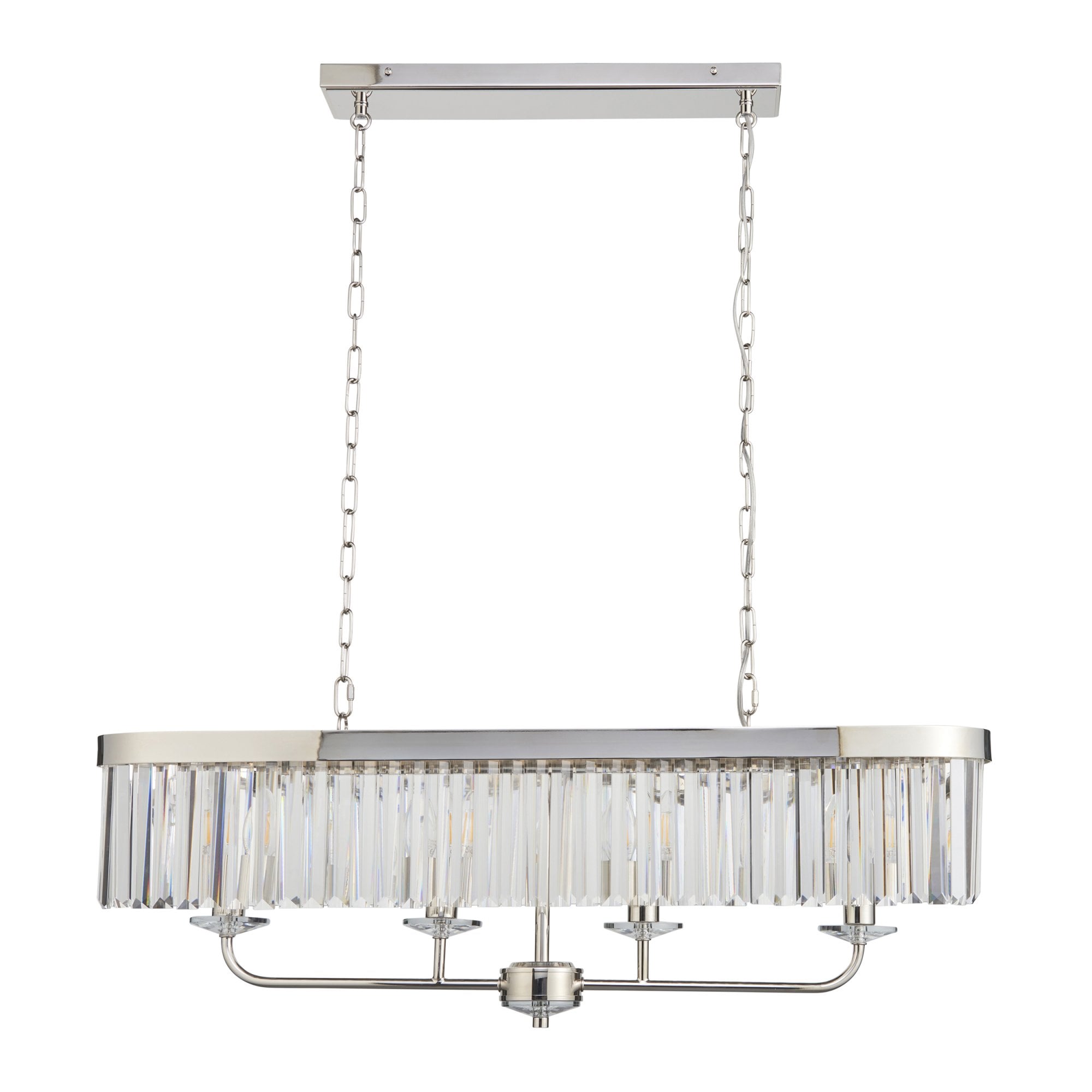 Utopia Martini 4 Light Linear Ceiling Pendant - Bright Nickel & Clear Cut Glass