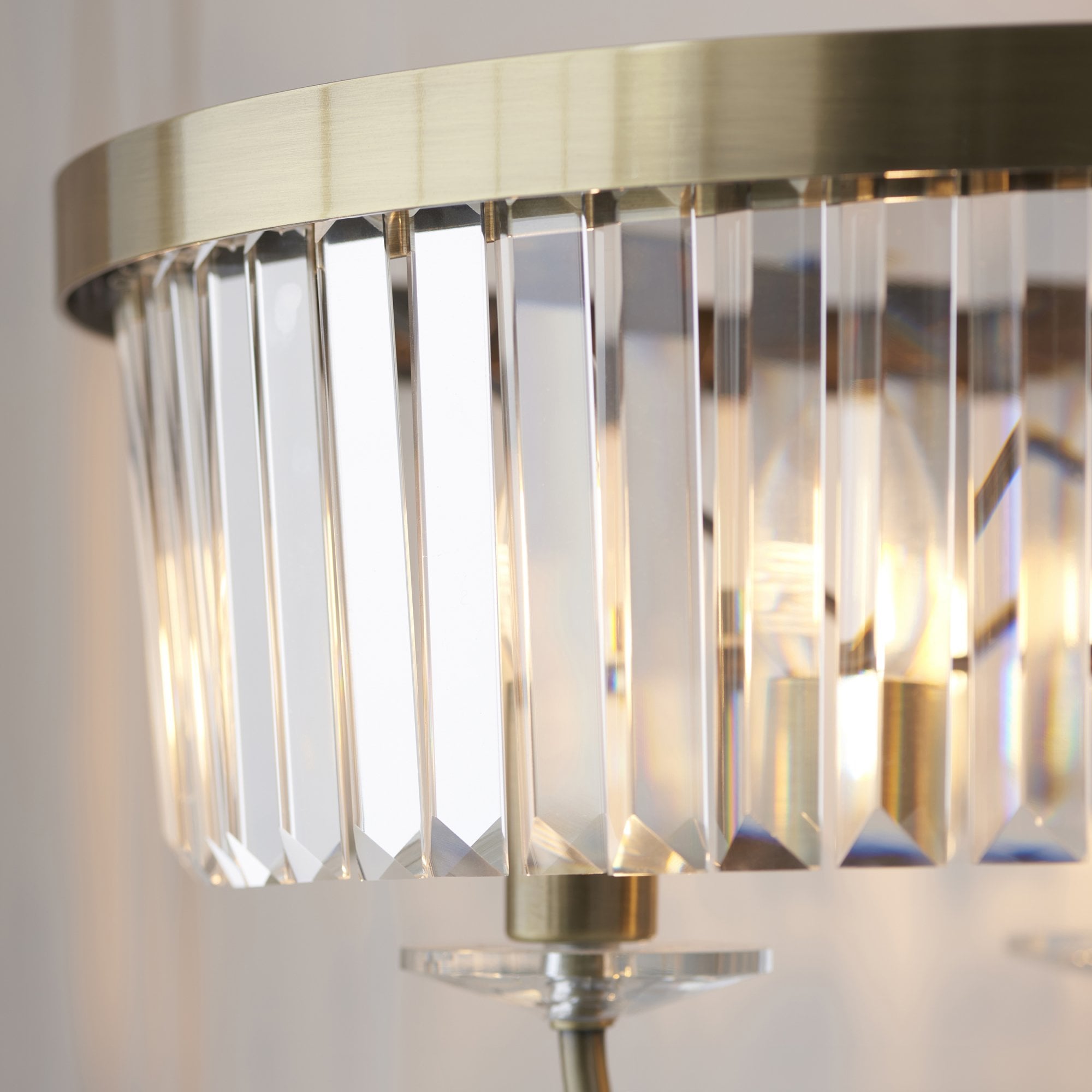 Utopia Martini 3 Light Floor Lamp - Antique Brass & Clear Cut Glass