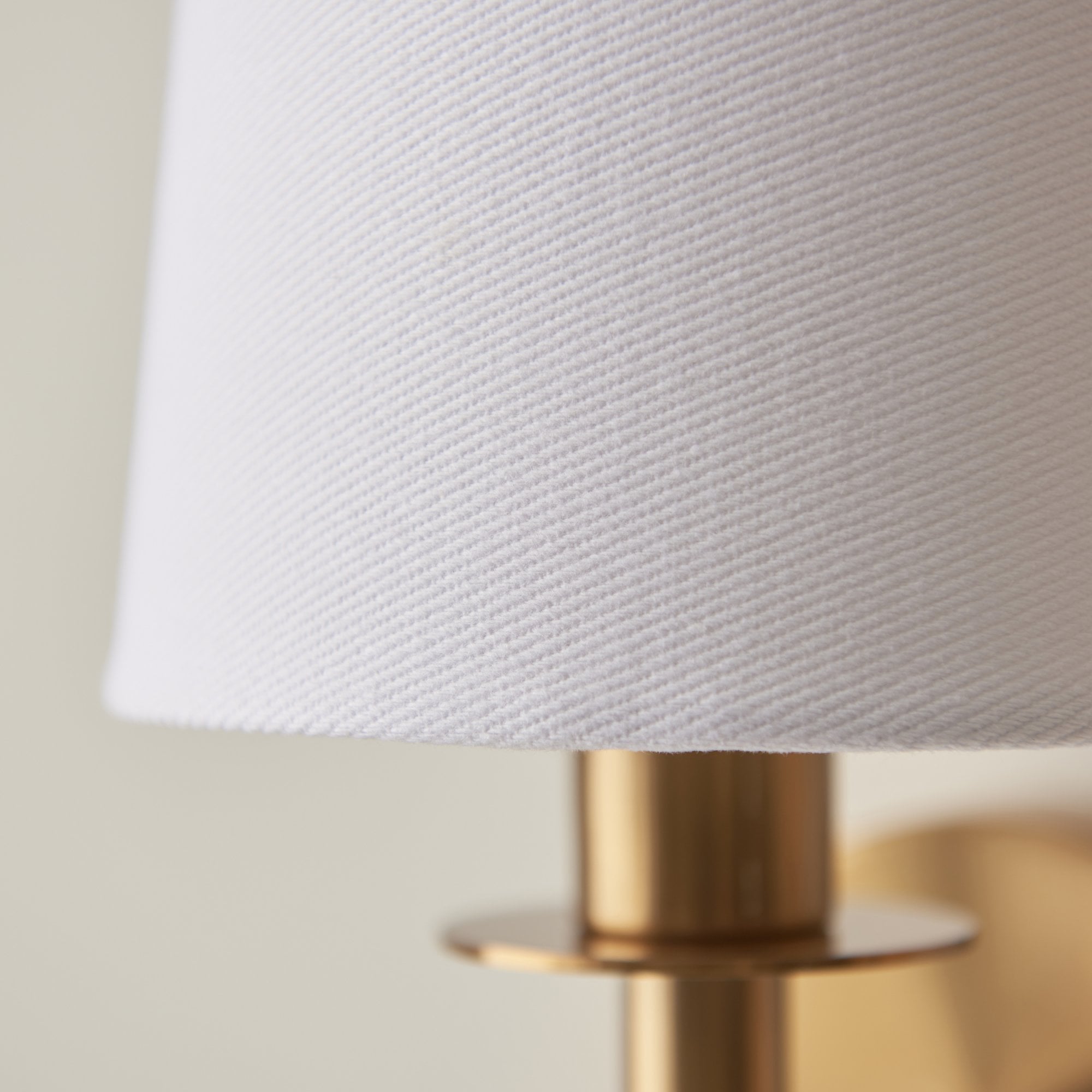 Utopia Elegant Single Wall Light - Vintage Brass & White Fabric Shade
