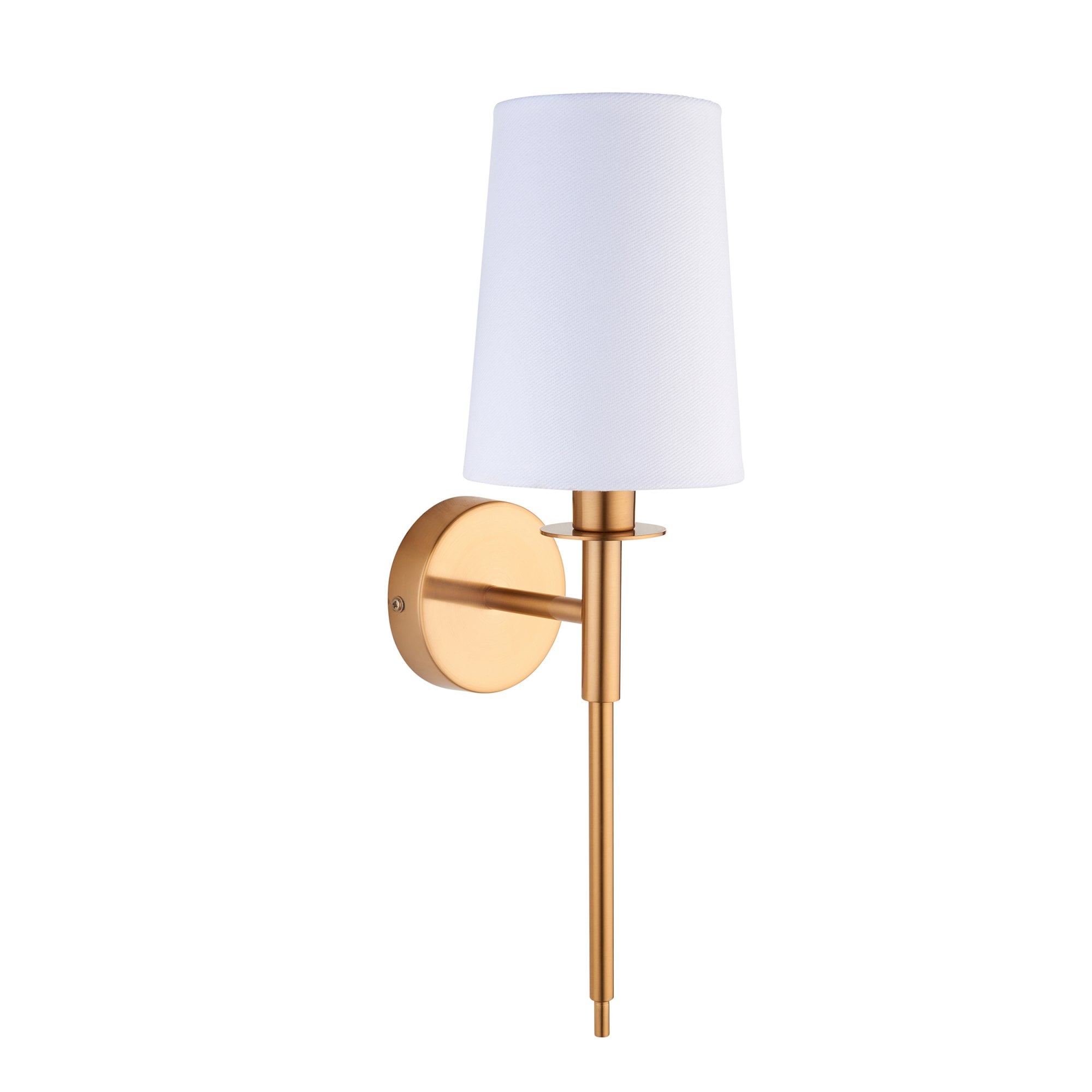 Utopia Elegant Single Wall Light - Vintage Brass & White Fabric Shade