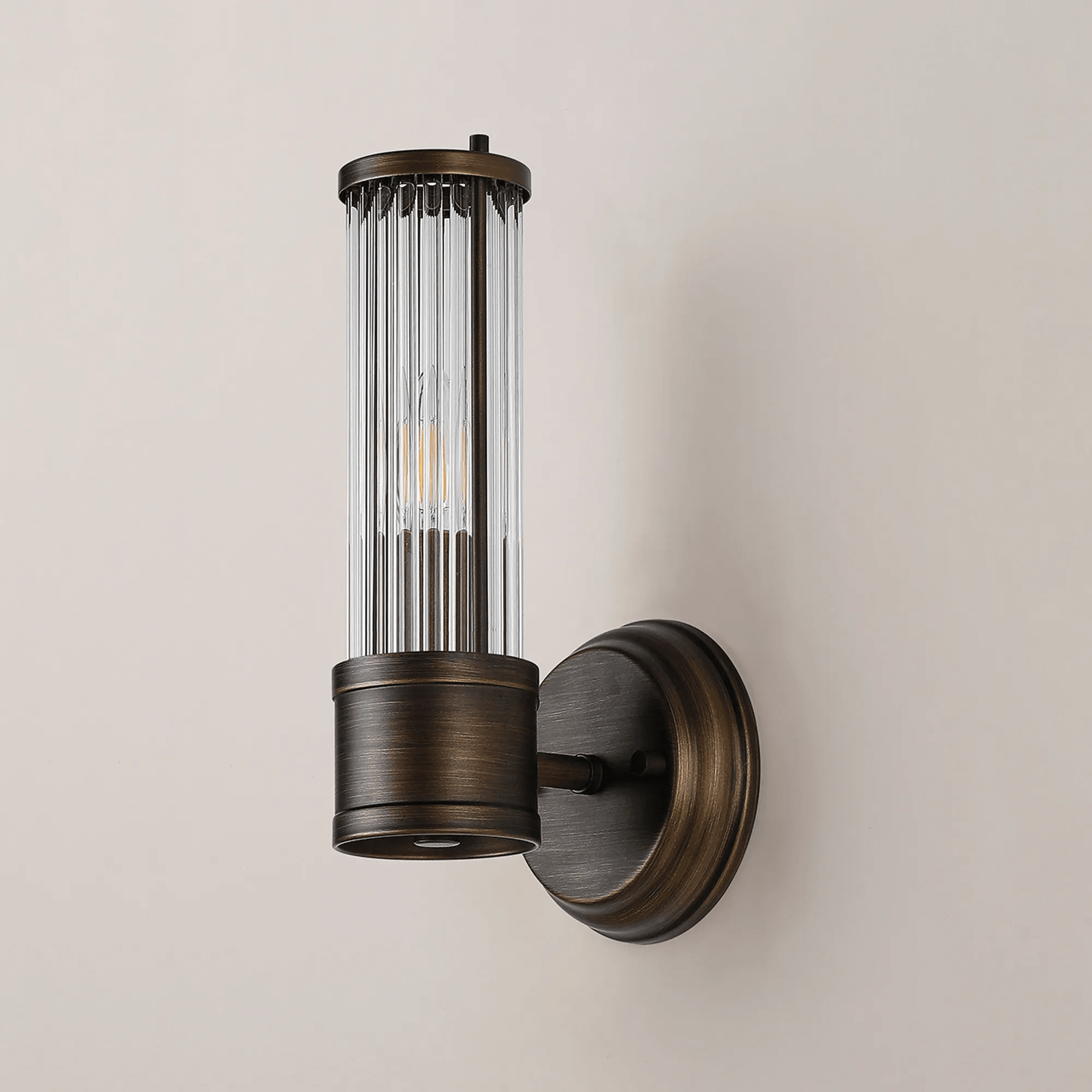 Fabula Wedgewood 1 Light Glass Rod Wall Bracket IP44 - Bronze