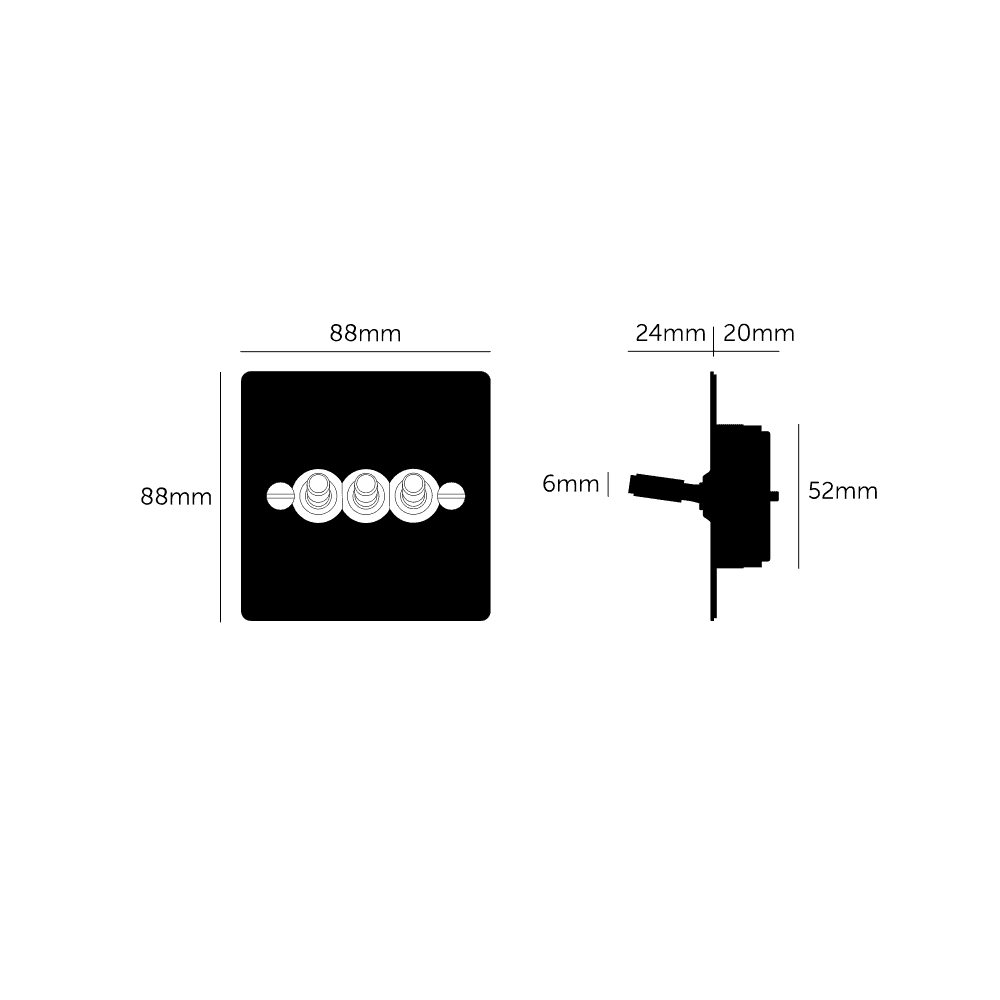 Buster + Punch 3G Toggle Light Switch - Black Back Plate & Cross Knurl Pattern