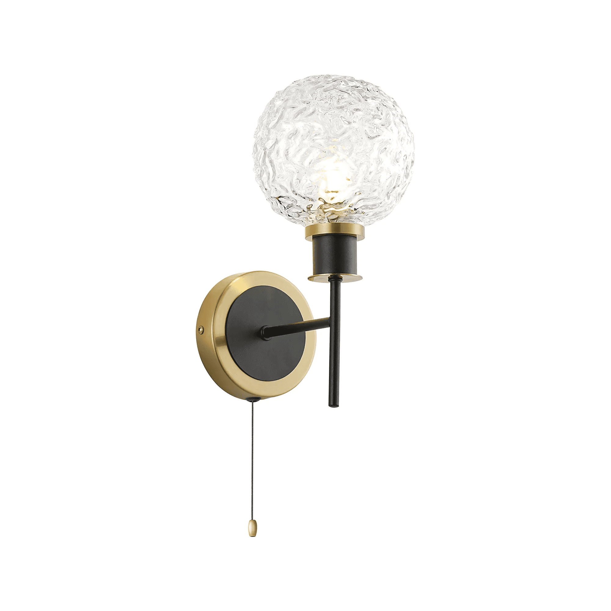 Fabula Devon Switched Bathroom Wall Light IP44 - Brass & Satin Black