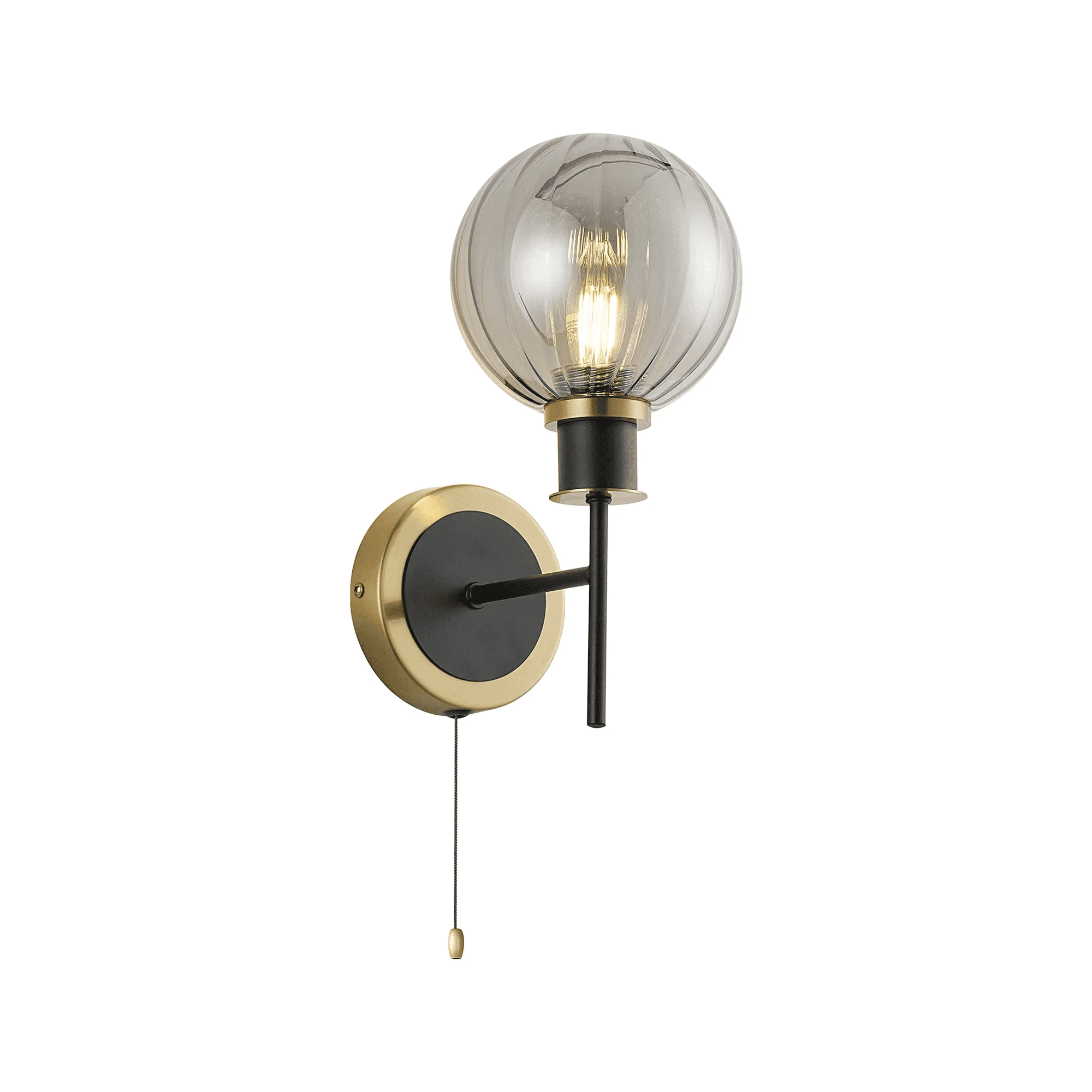 Fabula Devon Switched Bathroom Wall Light IP44 - Brass & Satin Black