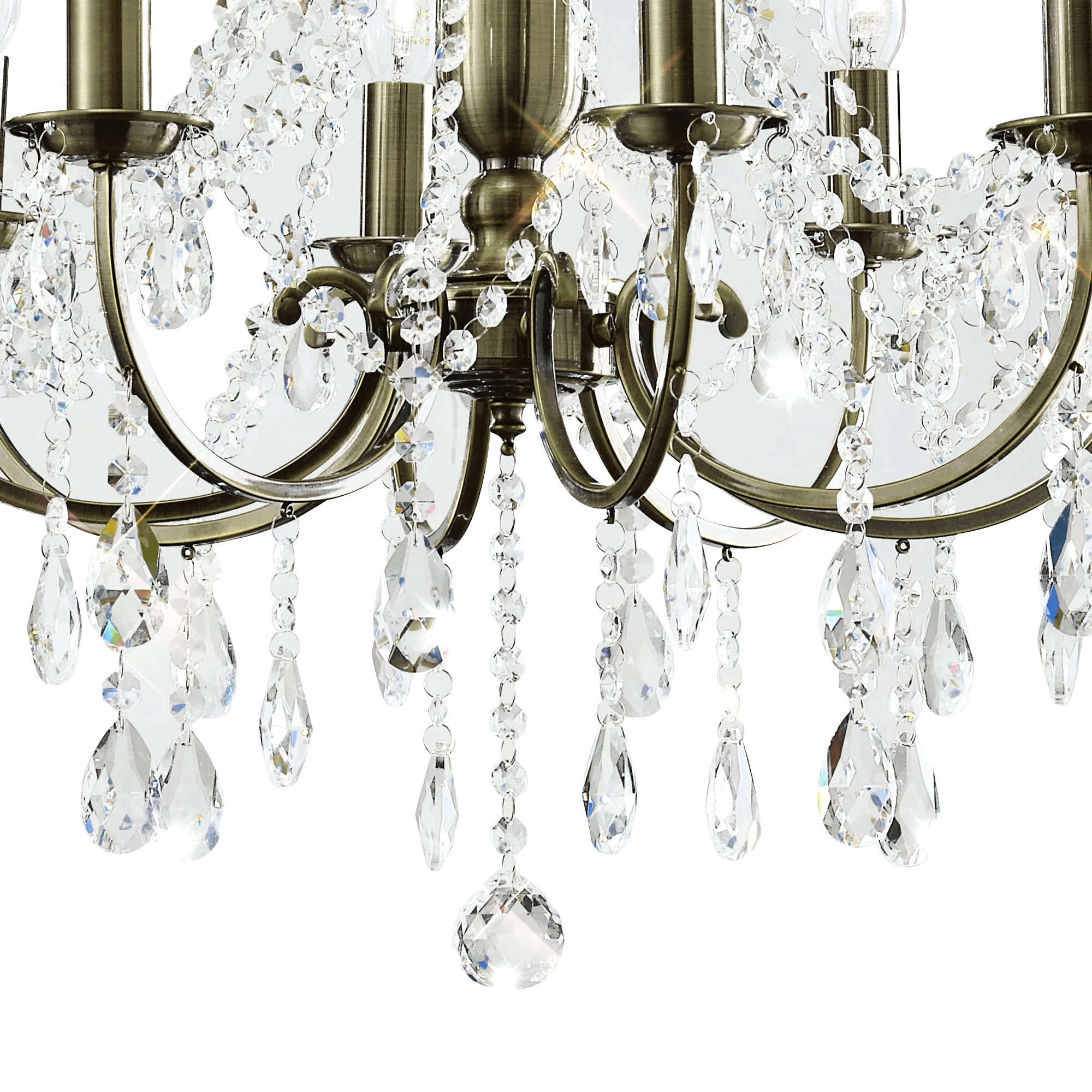 Diyas IL30057 Olivia Pendant Without Shade 8 Light Antique Brass/Crystal
