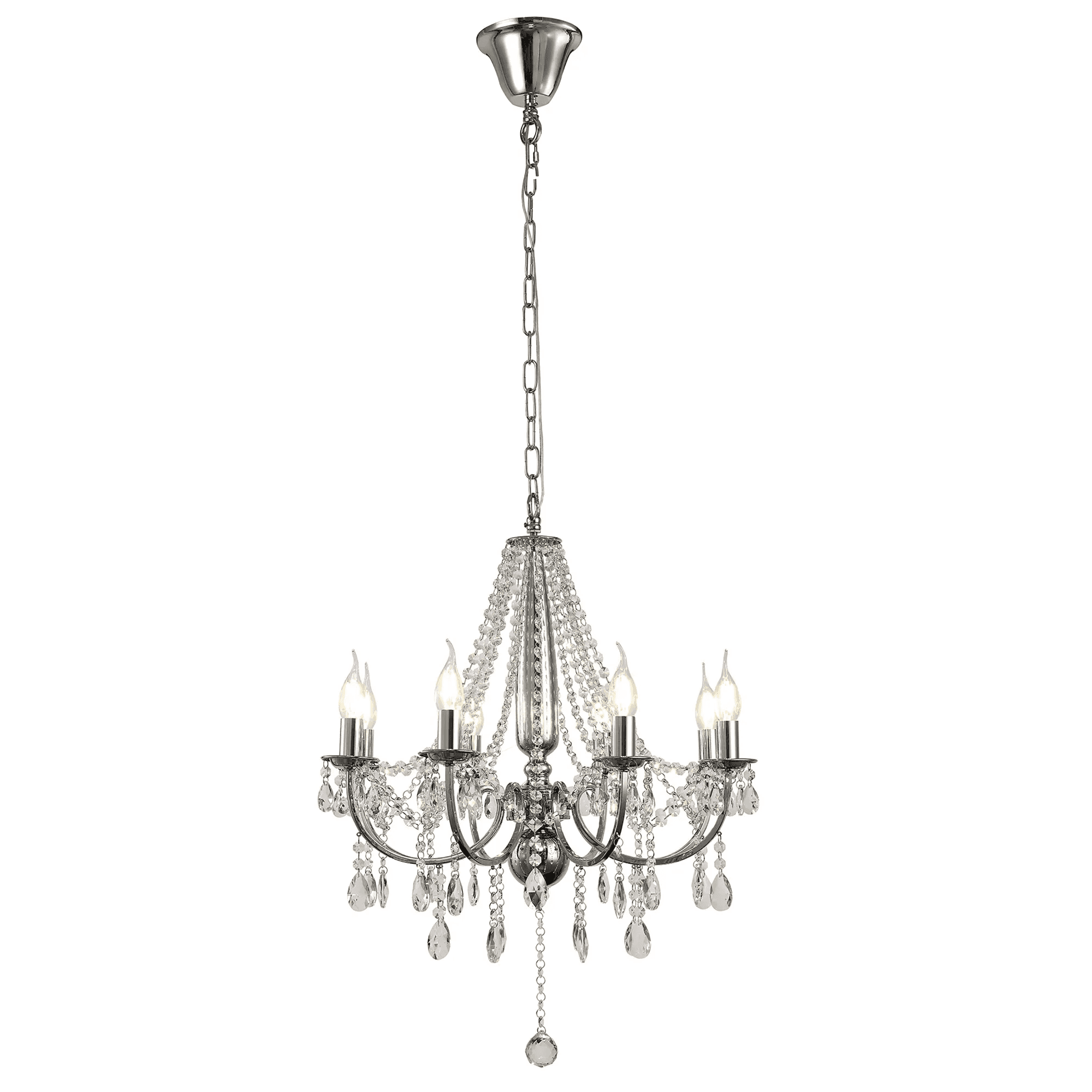 Diyas IL30056 Olivia Pendant Without Shade 8 Light Polished Chrome/Crystal