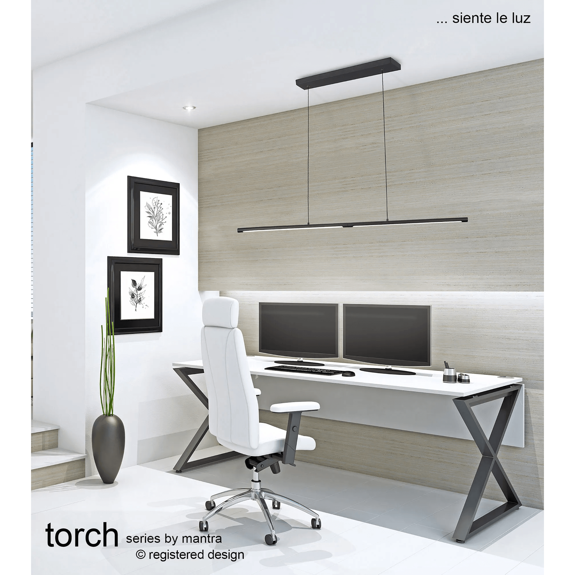 Mantra Torch Linear Pendant 22W LED - Sand Black