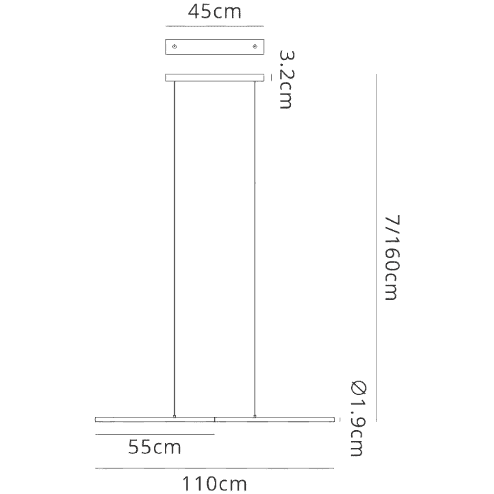 Mantra Torch Linear Pendant 22W LED - Sand Black