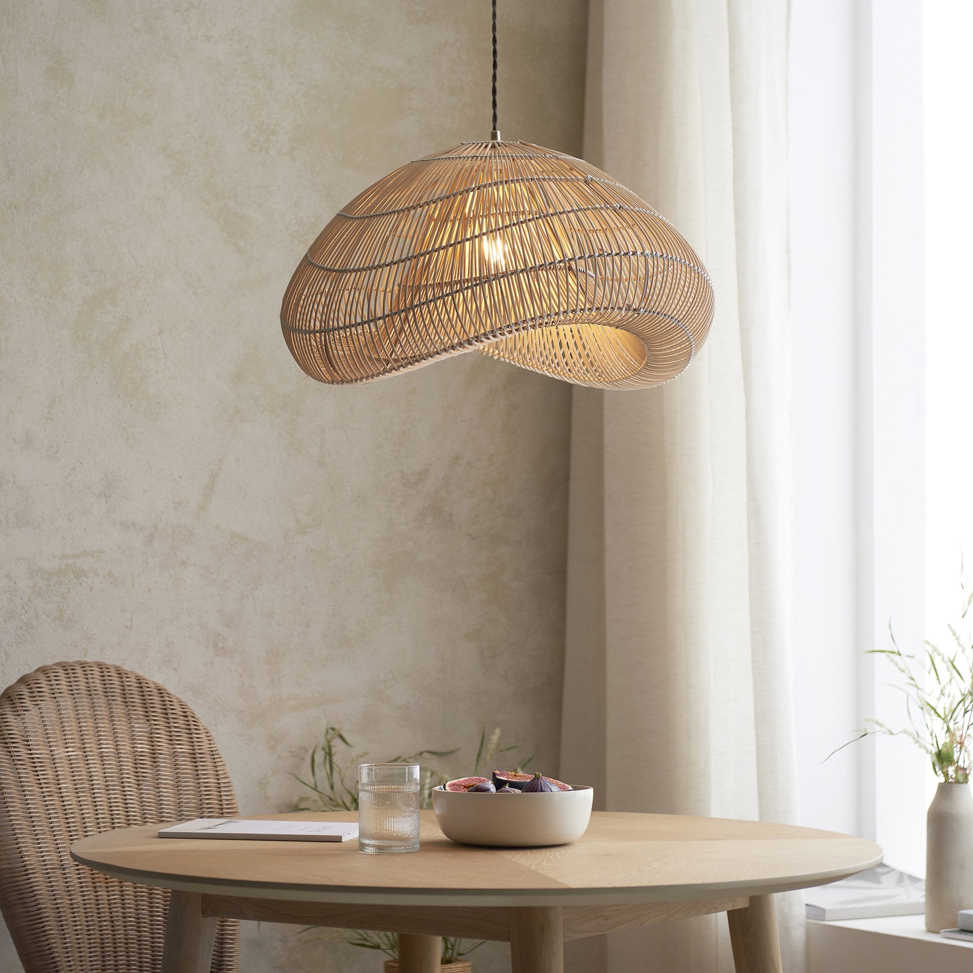 Endon Misra Single Light Pendant Easyfit Shade - Natural Rattan