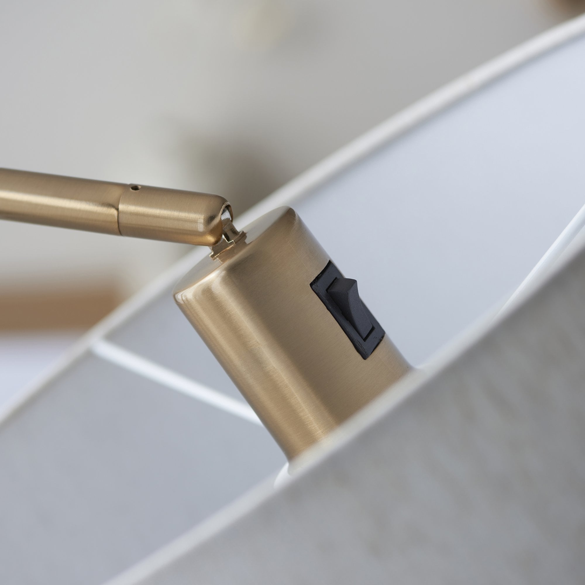 Endon Clement Single Light Floor - Brushed Aged Brass Plate & Natural Linen Mix Fabric