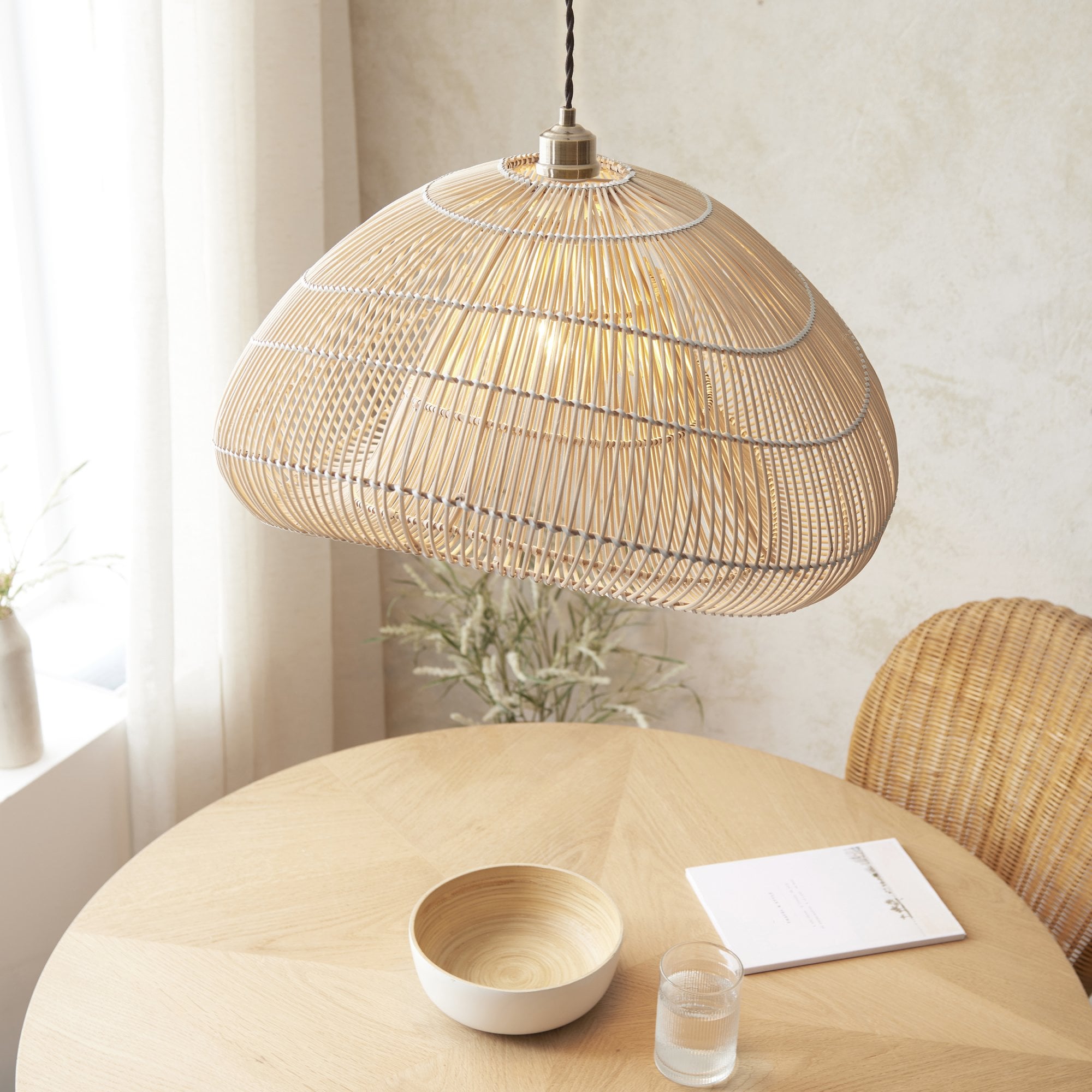 Endon Misra Single Light Pendant Easyfit Shade - Natural Rattan