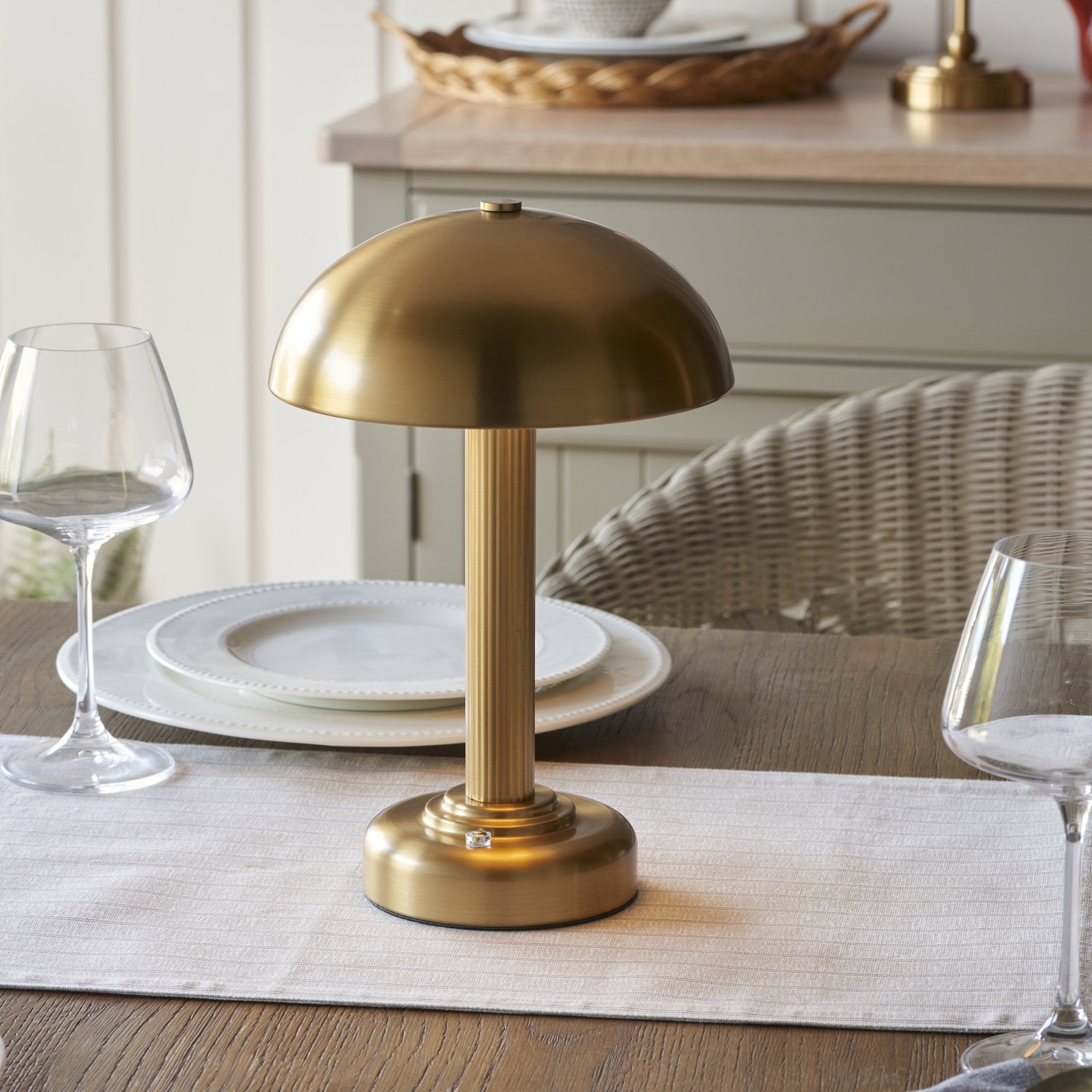 Endon Bridport Rechargeable Single Light Table Lamp - Warm Brass Plate