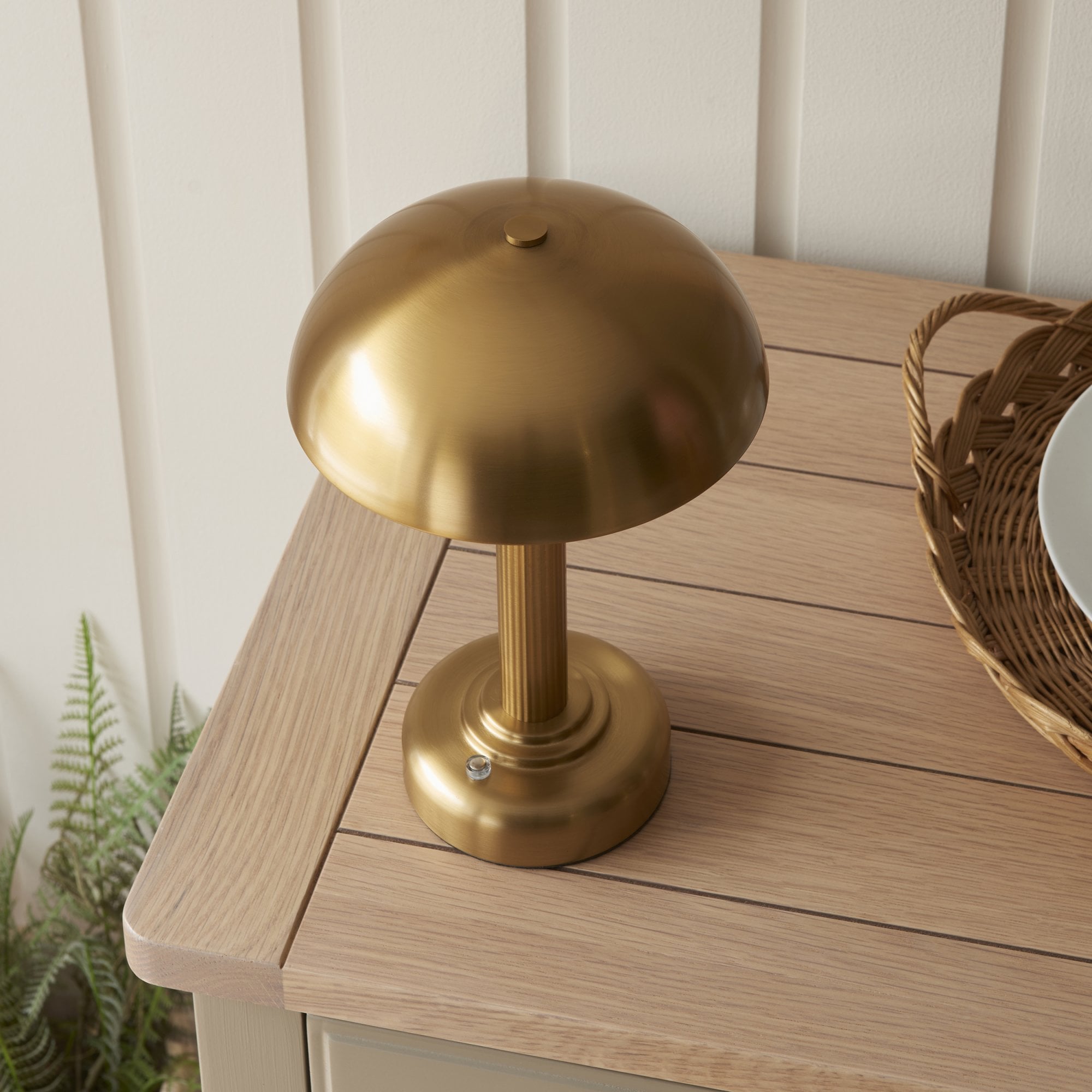 Endon Bridport Rechargeable Single Light Table Lamp - Warm Brass Plate