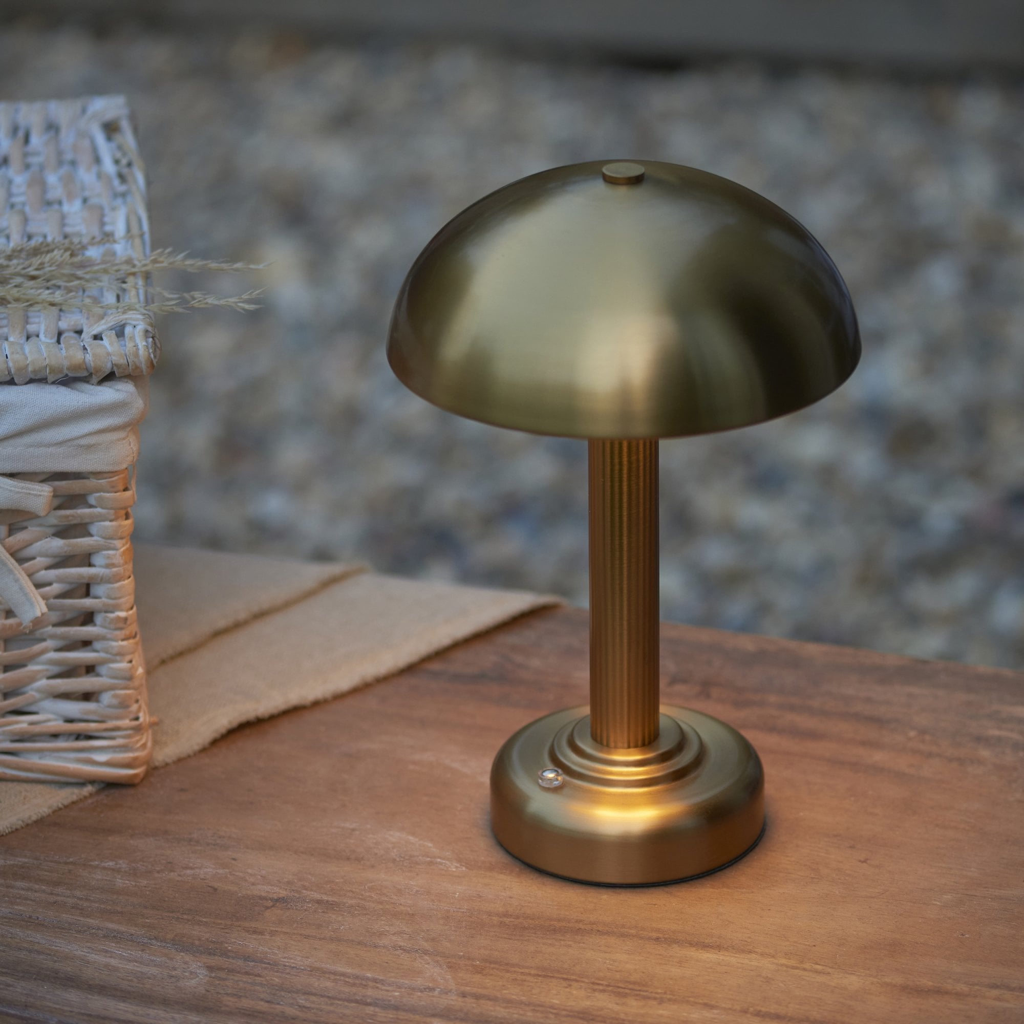 Endon Bridport Rechargeable Single Light Table Lamp - Warm Brass Plate