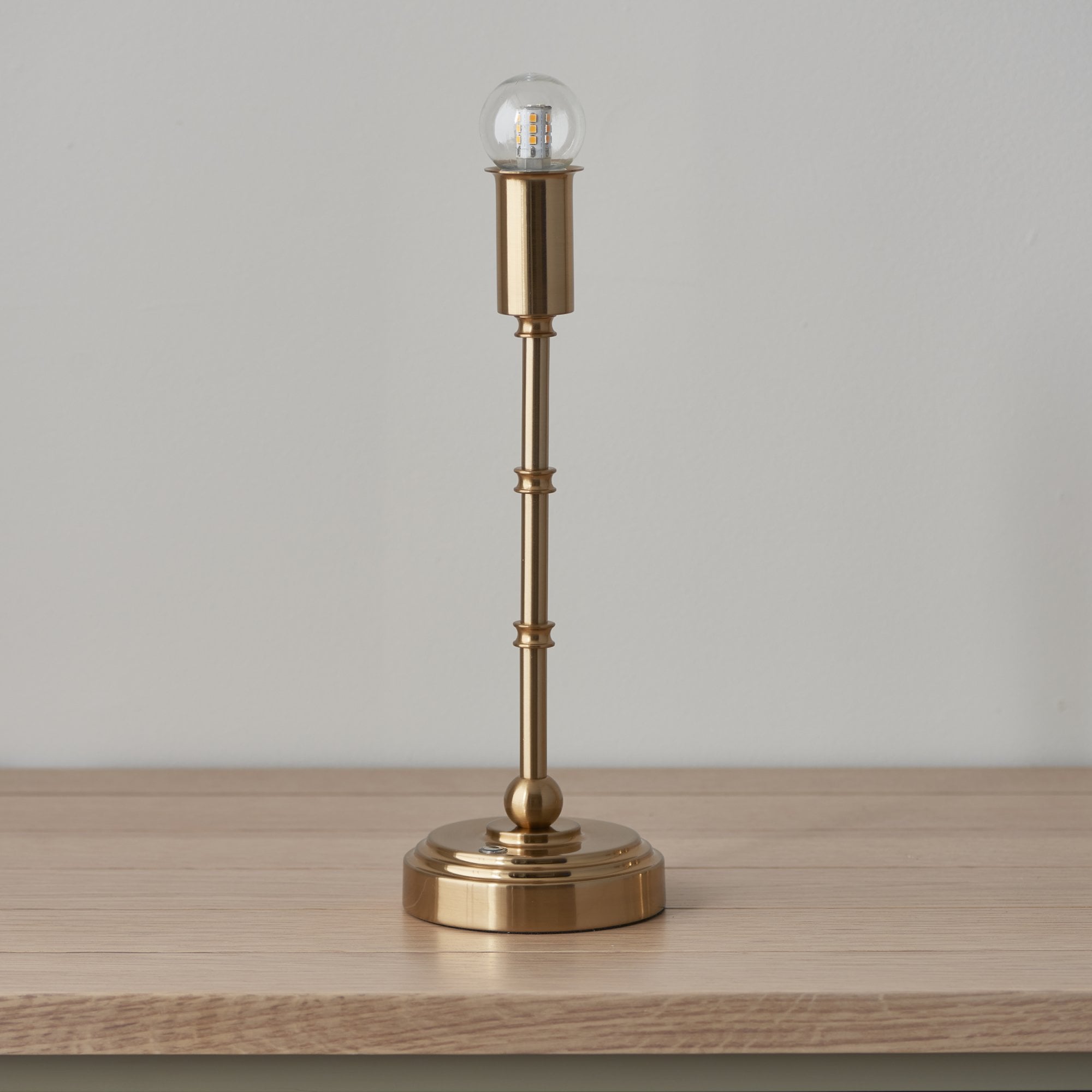 Endon Burley Rechargeable Single Light Table Lamp - Brushed Aged Brass Plate