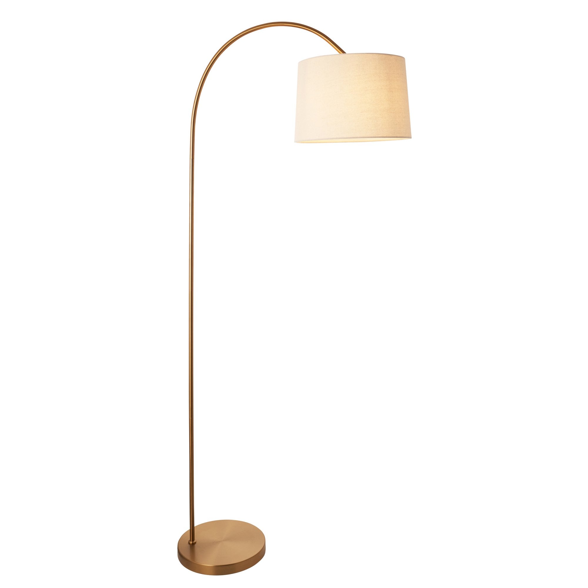 Endon Carlson Single Light Floor - Warm Brass Plate & Natural Fabric