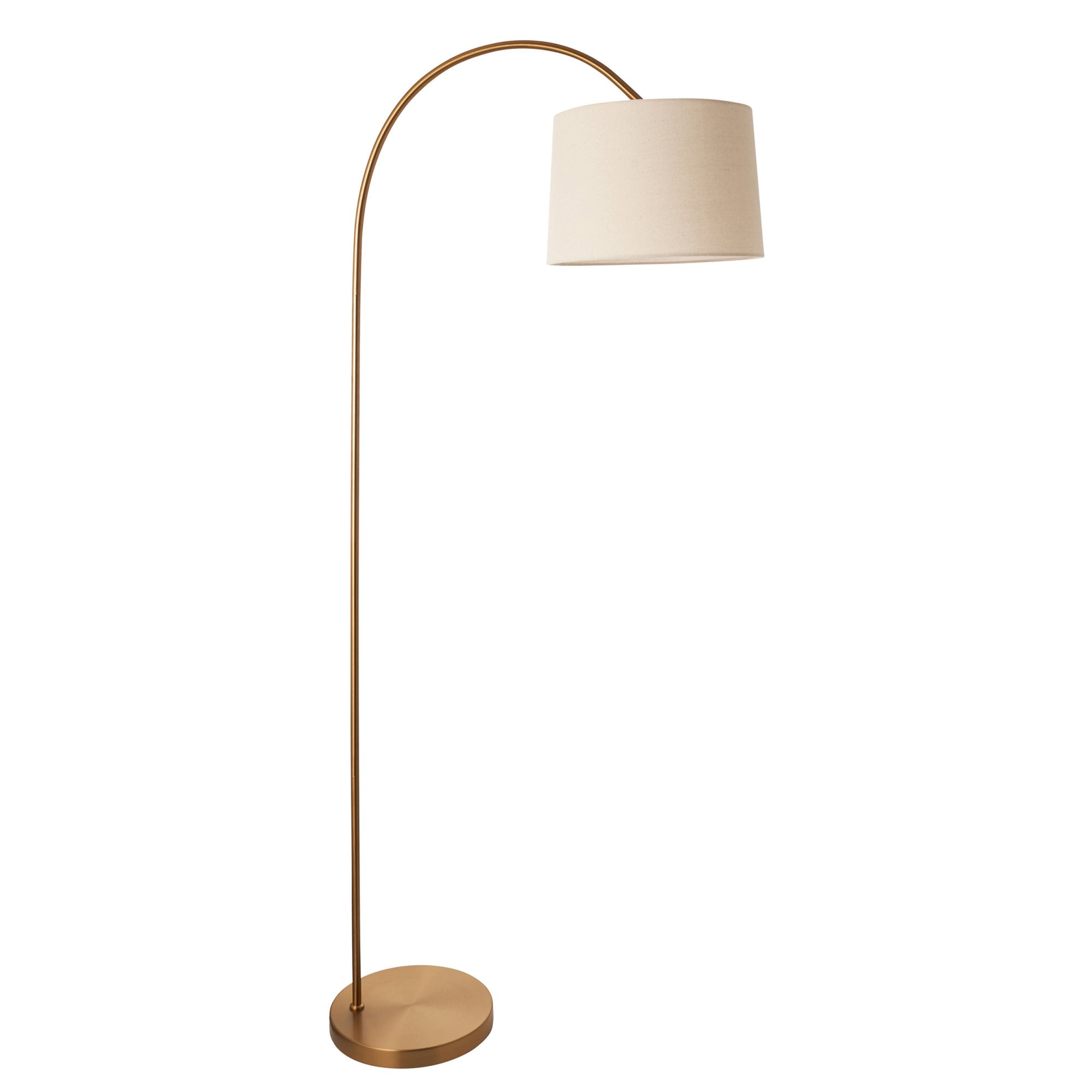 Endon Carlson Single Light Floor - Warm Brass Plate & Natural Fabric