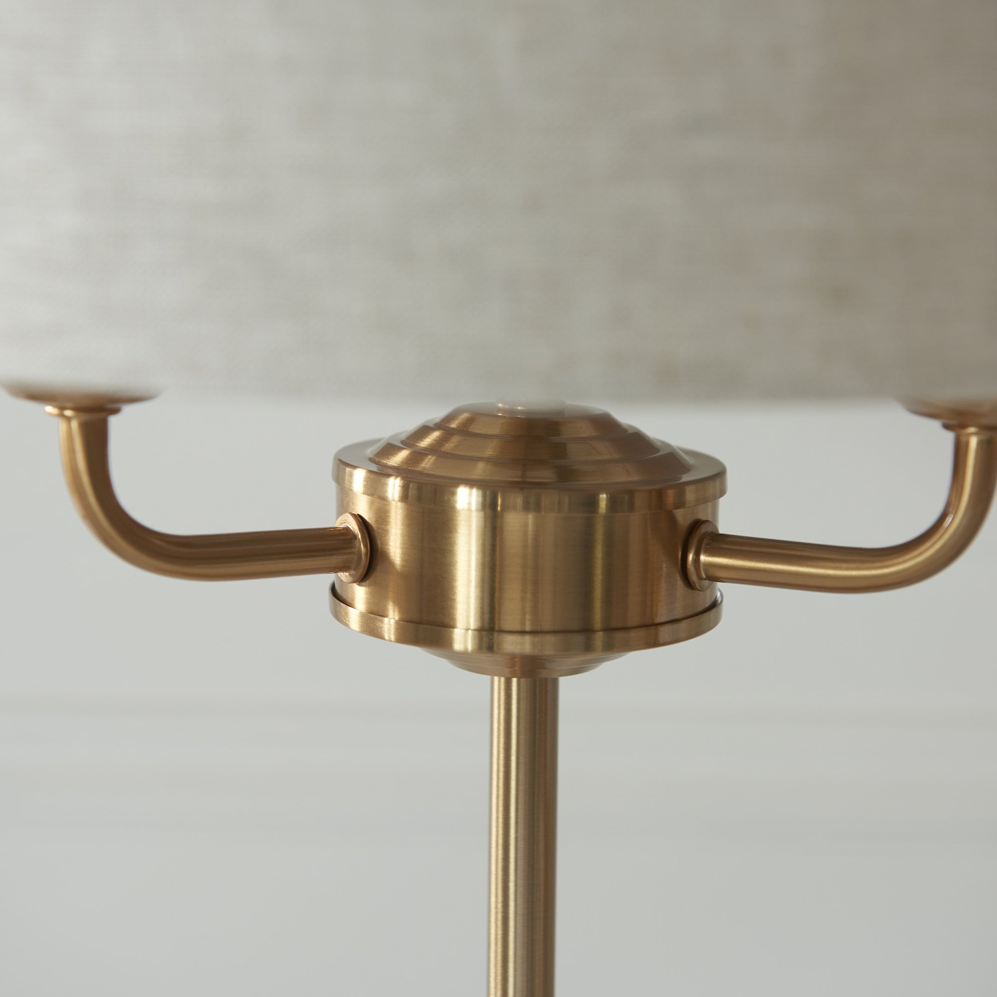 Endon Highclere 3 Light Table Lamp - Vintage Brass & Natural Linen