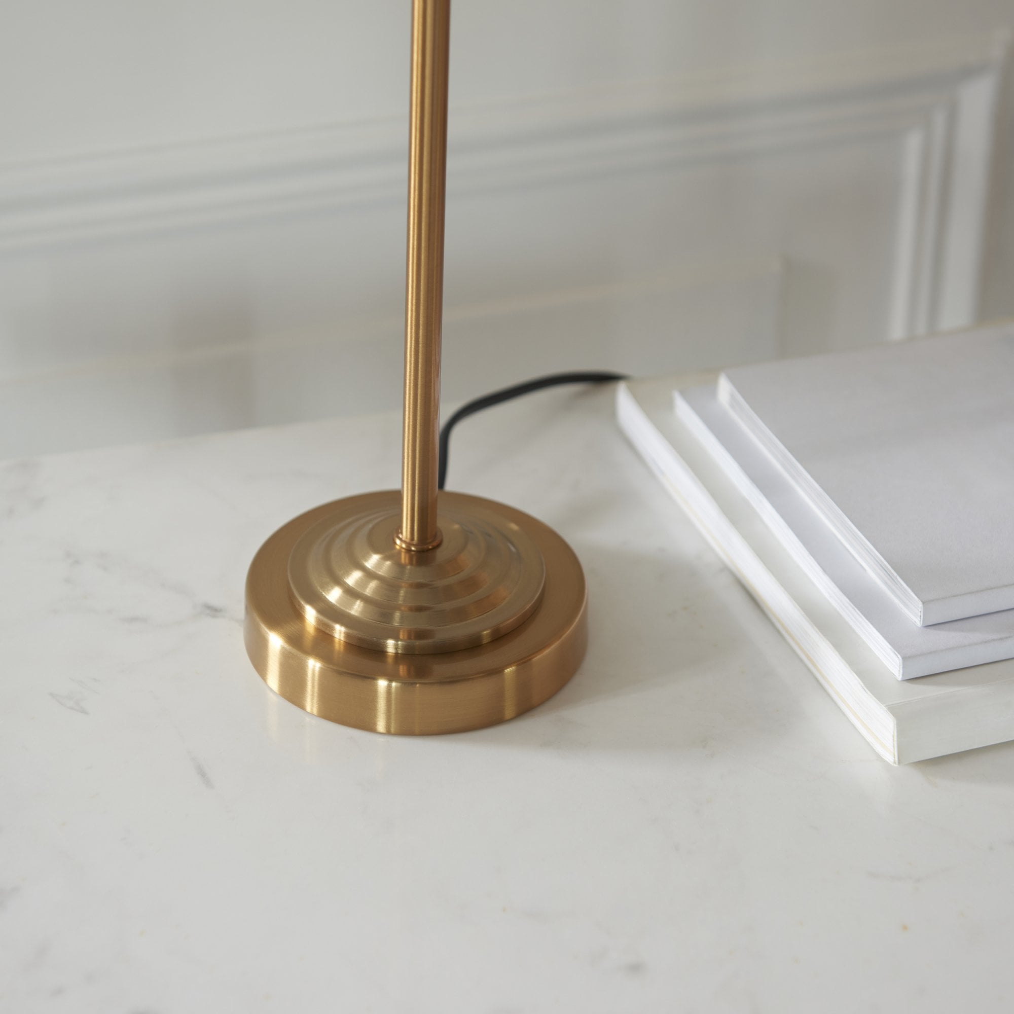 Endon Highclere Single Light Table Lamp - Vintage Brass & Natural Linen