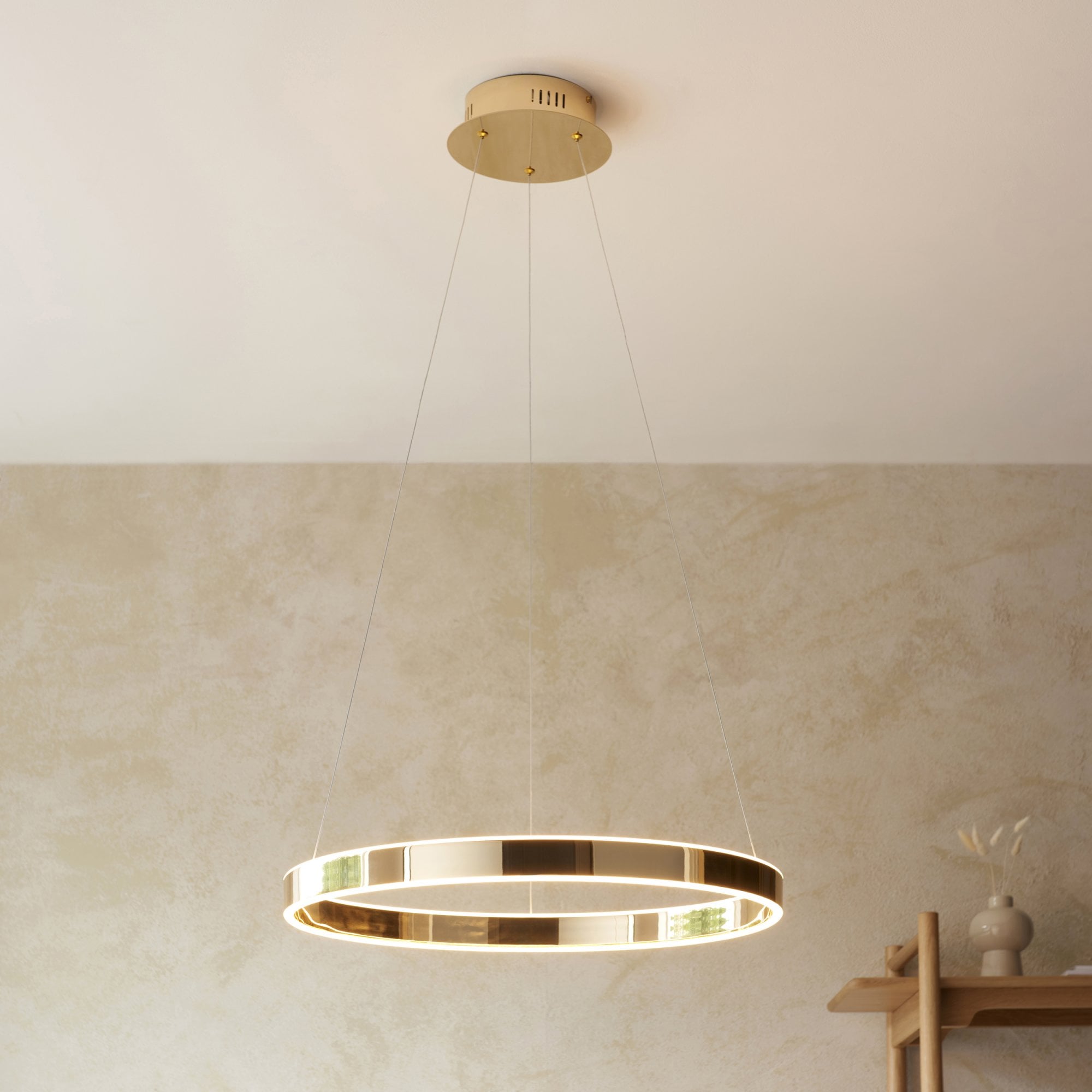 Endon Gen Single Light Pendant - French Gold Finish & Frosted Acrylic