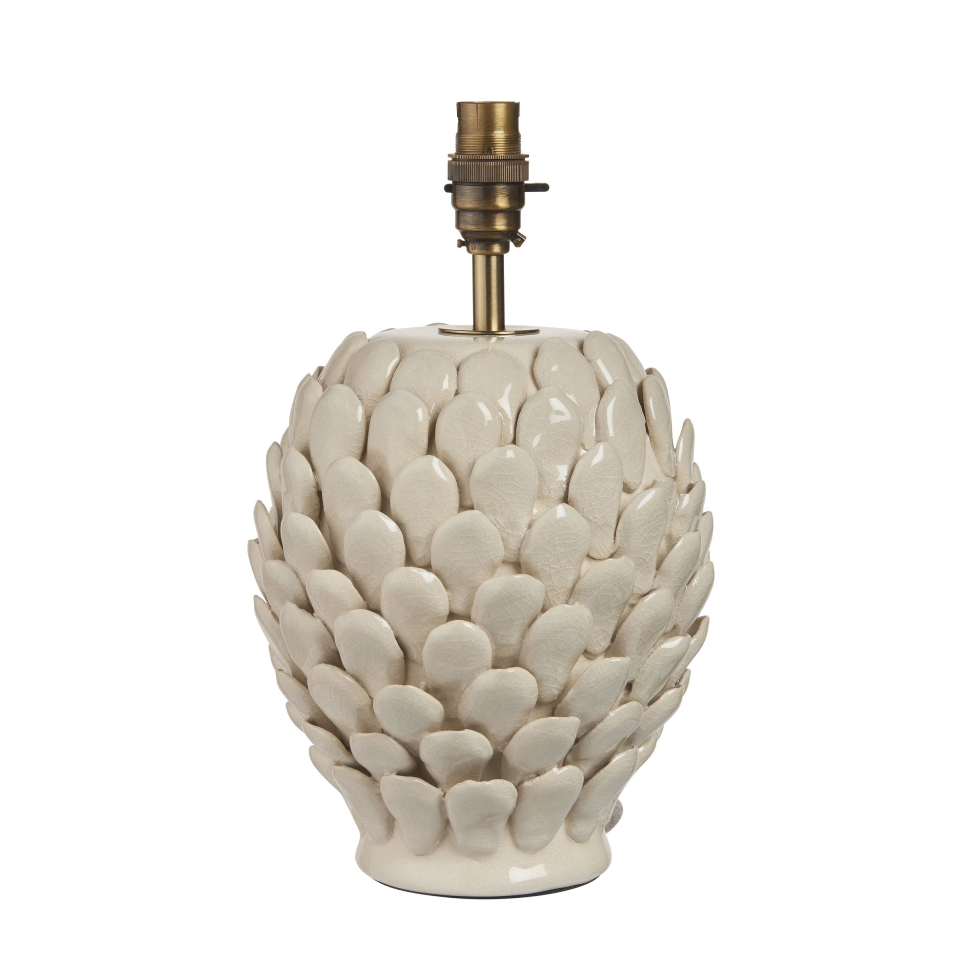Endon Layered Leaf Single Light Table Lamp - Ivory Crackle Glaze & Brushed Aged Brass Plate
