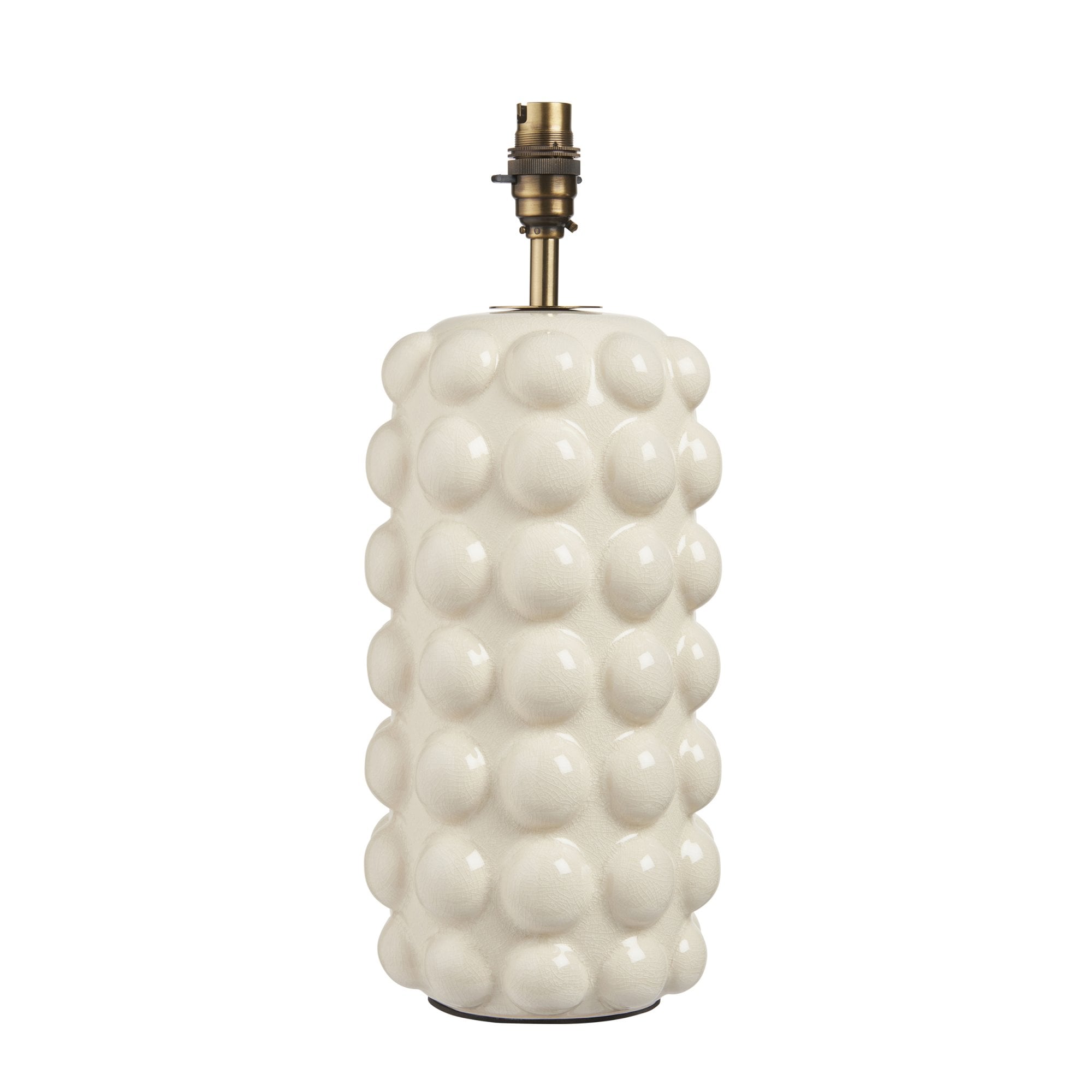 Endon Bobble Single Light Table Lamp - White Crackle Glaze & Brushed Aged Brass Plate