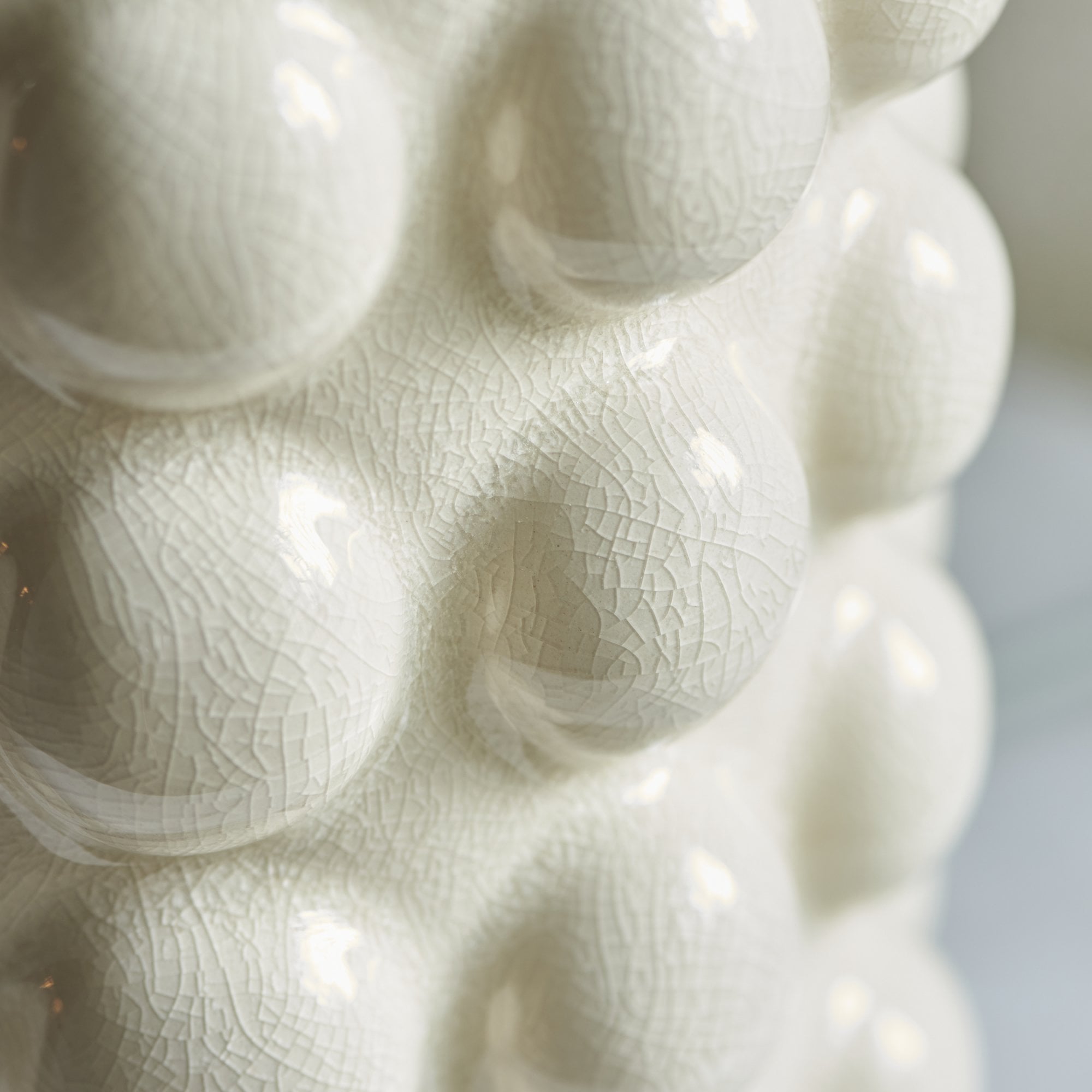 Endon Bobble Single Light Table Lamp - White Crackle Glaze & Brushed Aged Brass Plate