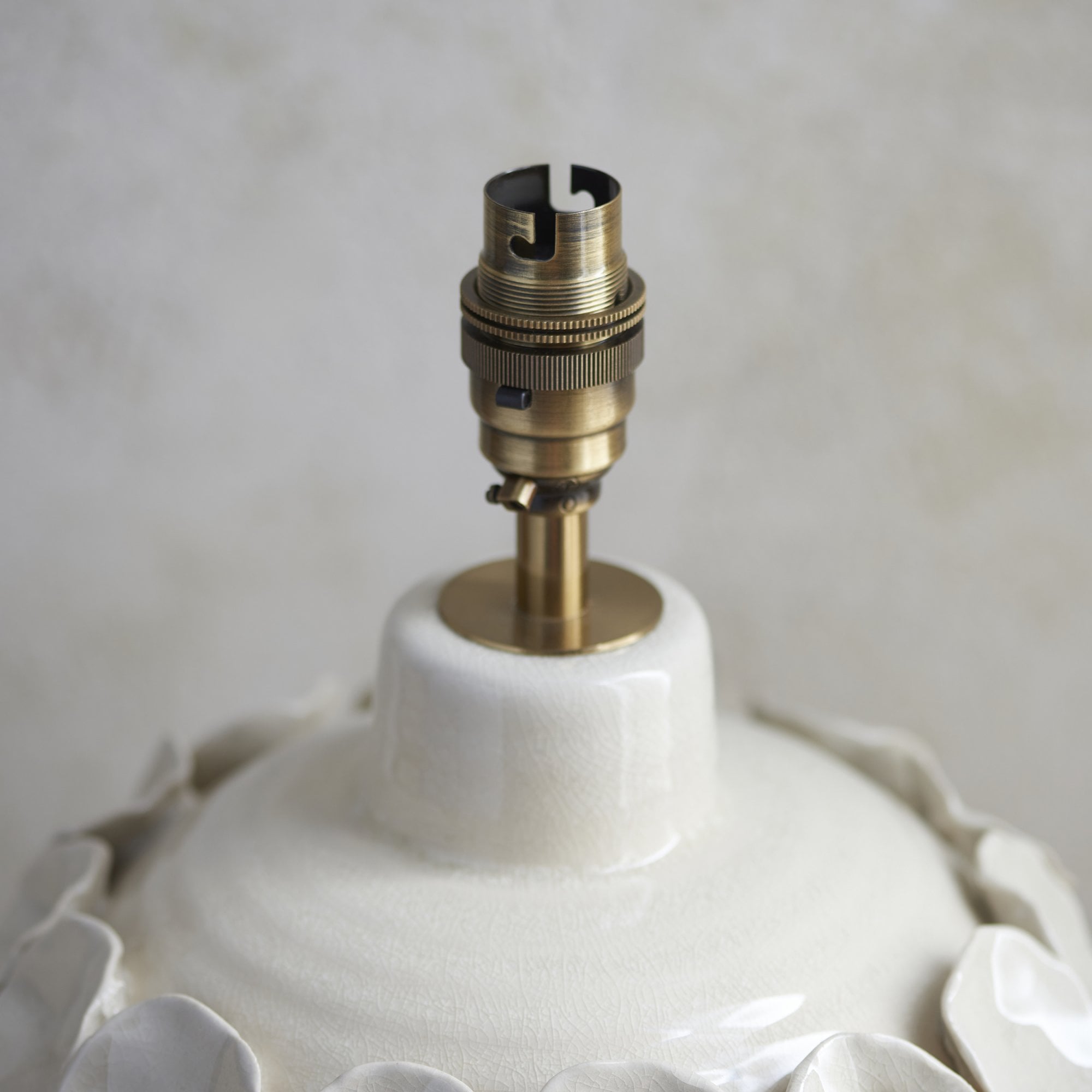 Endon Borello Single Light Table Lamp - Ivory Crackle Glaze & Brushed Aged Brass Plate