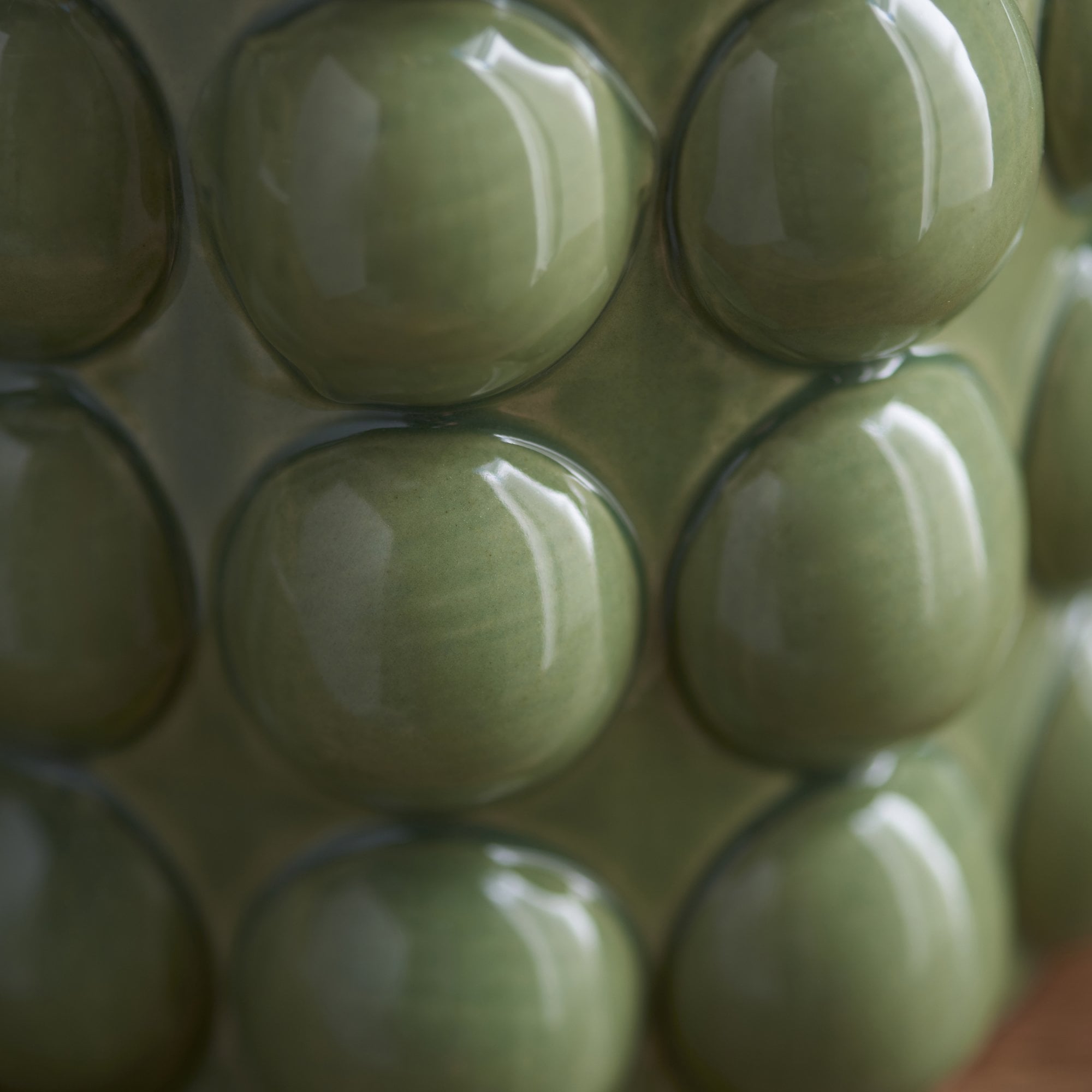 Endon Bobble Single Light Table Lamp - Olive Green Glaze & Brushed Aged Brass Plate