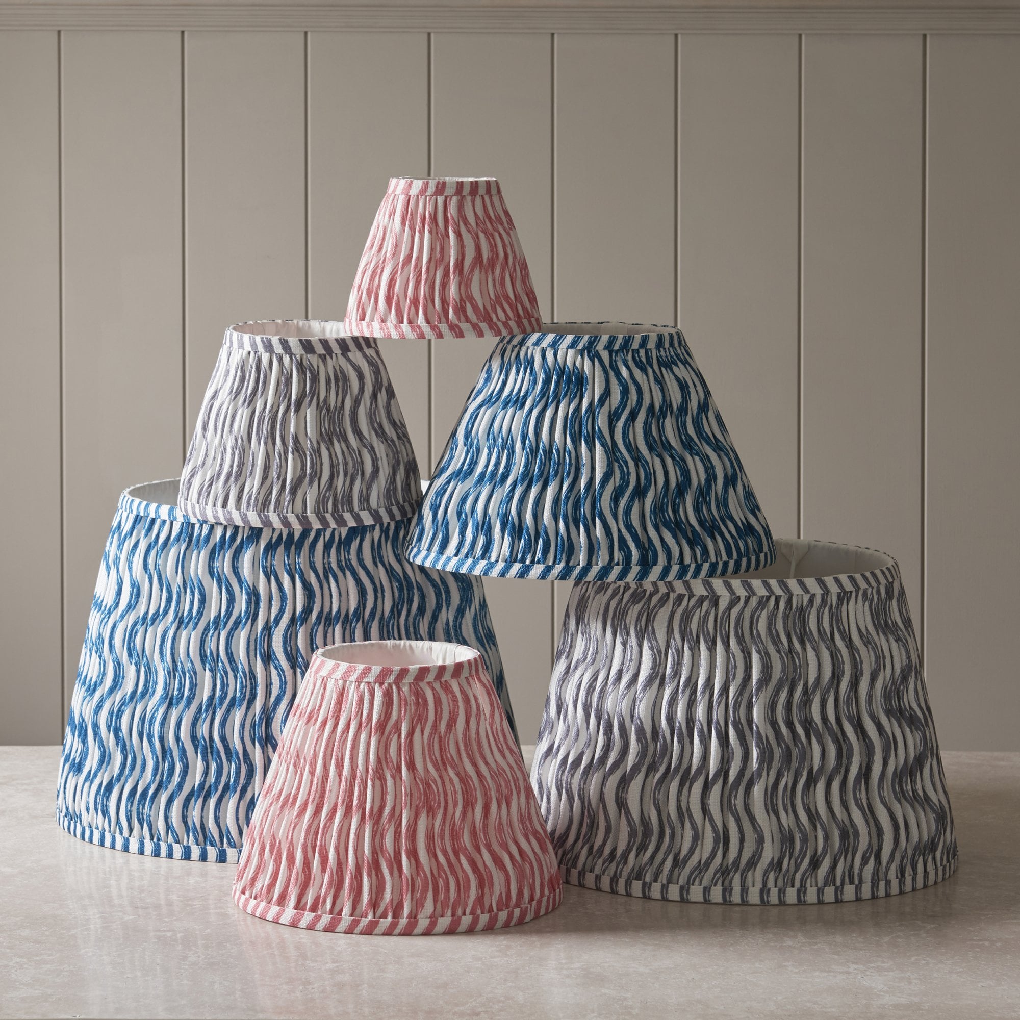 Endon Ripple Single Light Shade 20cm - Marlin Blue Fabric