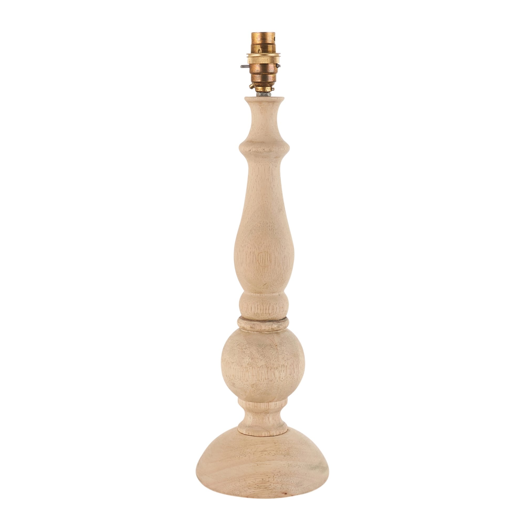 Endon Hidcote Single Light Table Lamp - Natural Wood & Brushed Aged Brass Plate