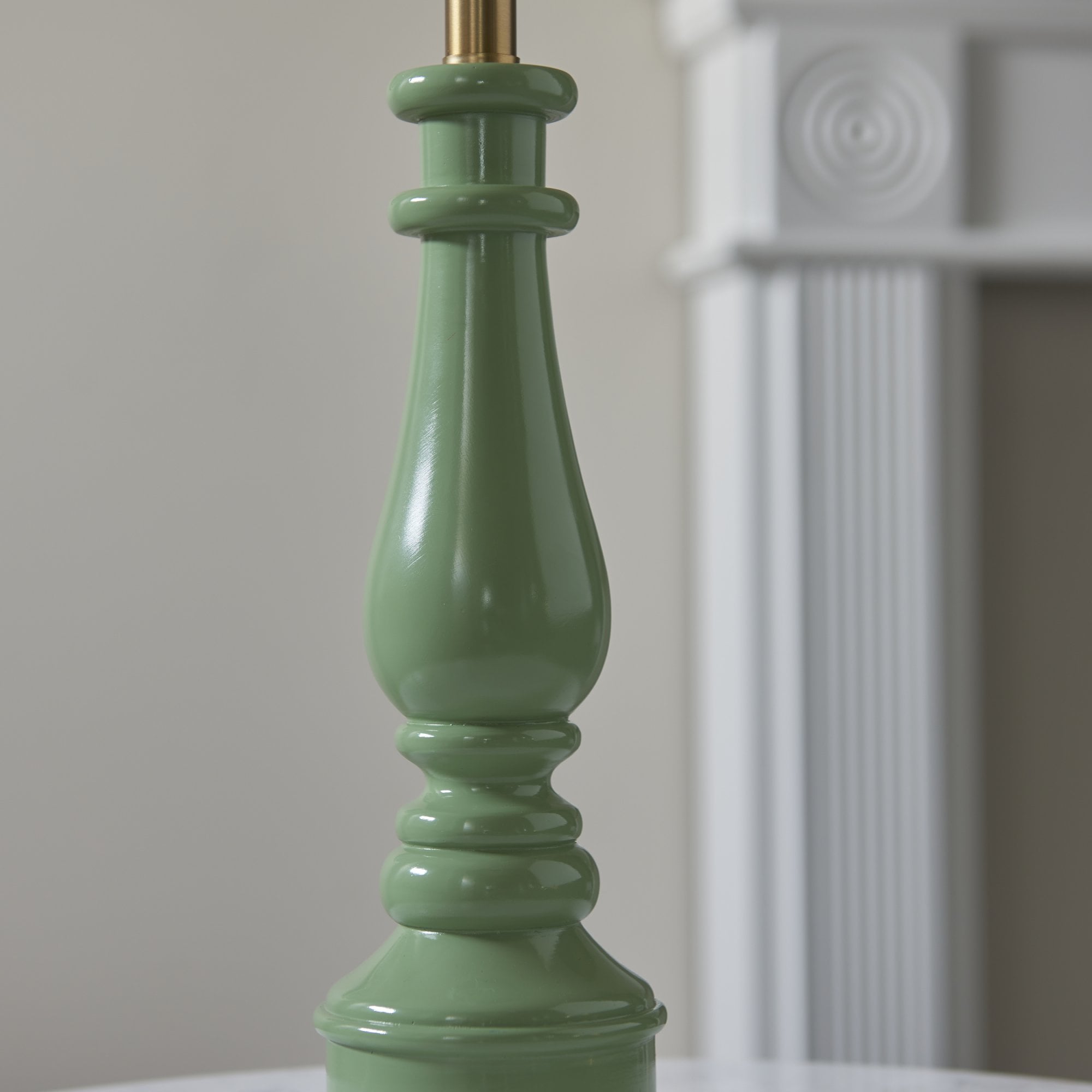 Endon Myrtle Single Light Table Lamp - Cotswold Green & Warm Brass Plate