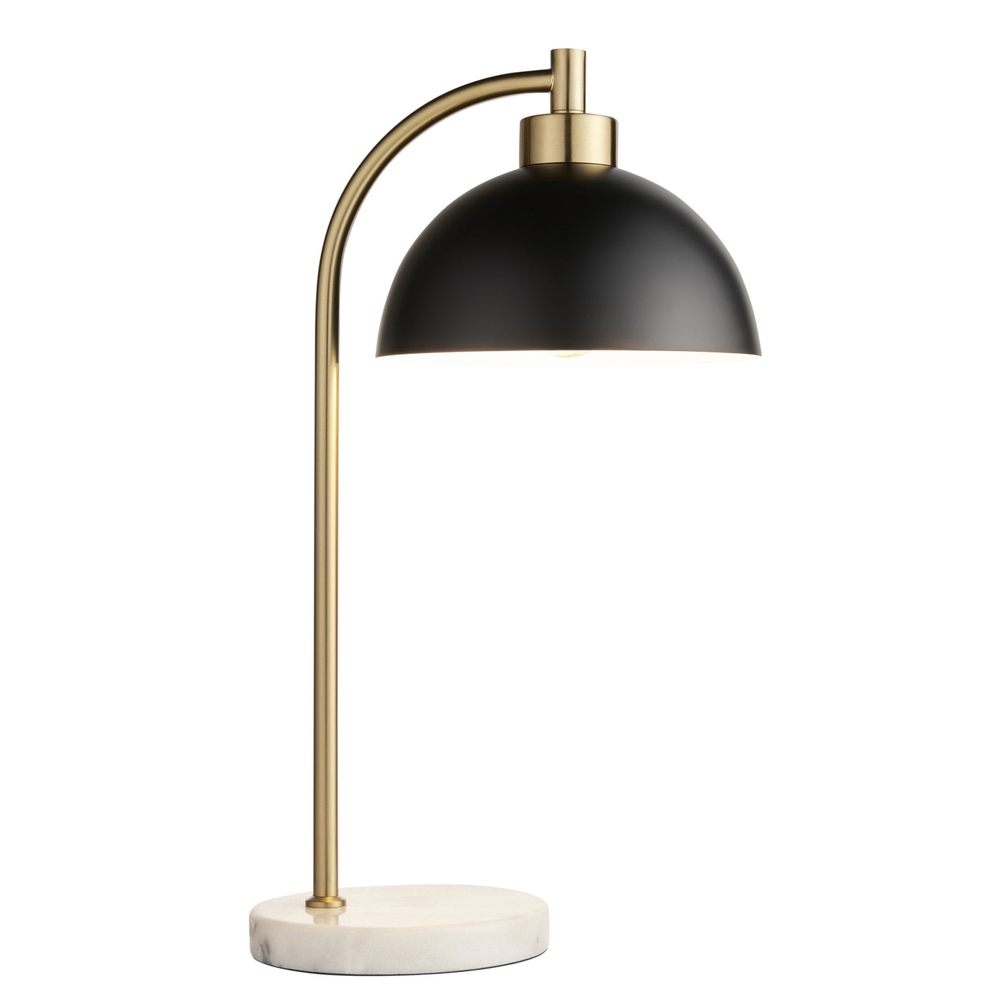 Endon Buchanan Single Light Table Lamp - Matt Black, Antique Brass Plate & Grey Marble