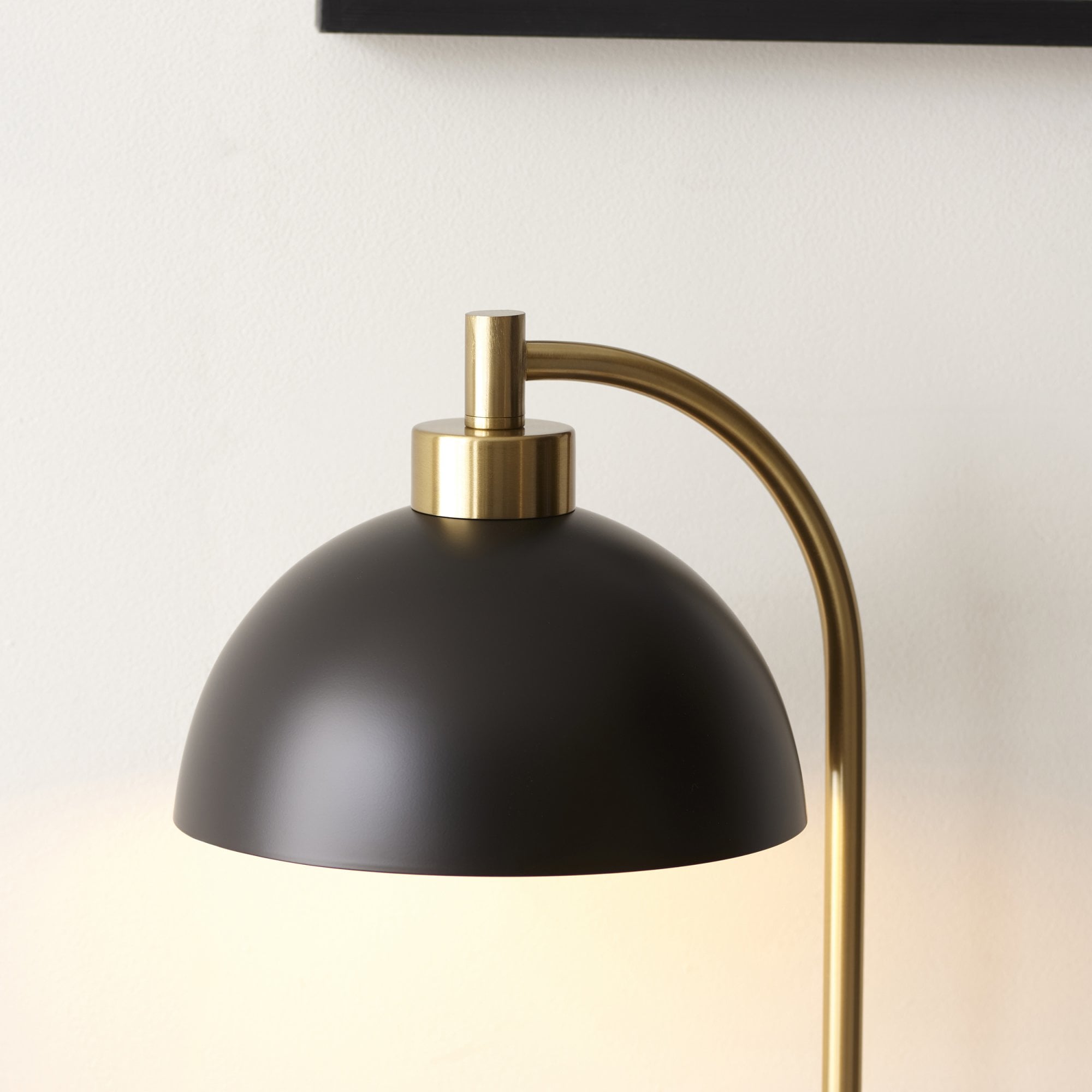 Endon Buchanan Single Light Table Lamp - Matt Black, Antique Brass Plate & Grey Marble