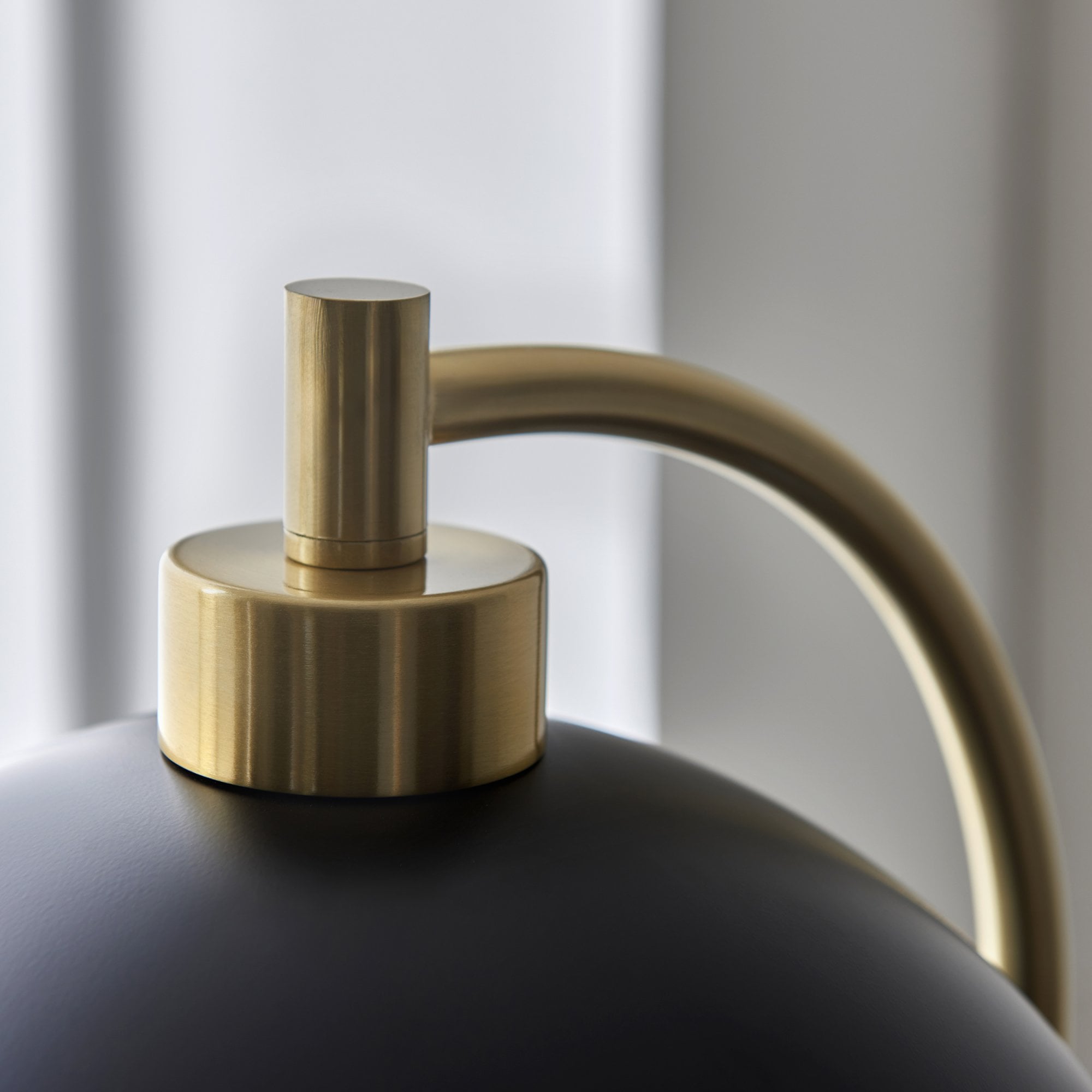 Endon Buchanan Single Light Floor - Matt Black, Antique Brass Plate & Grey Marble