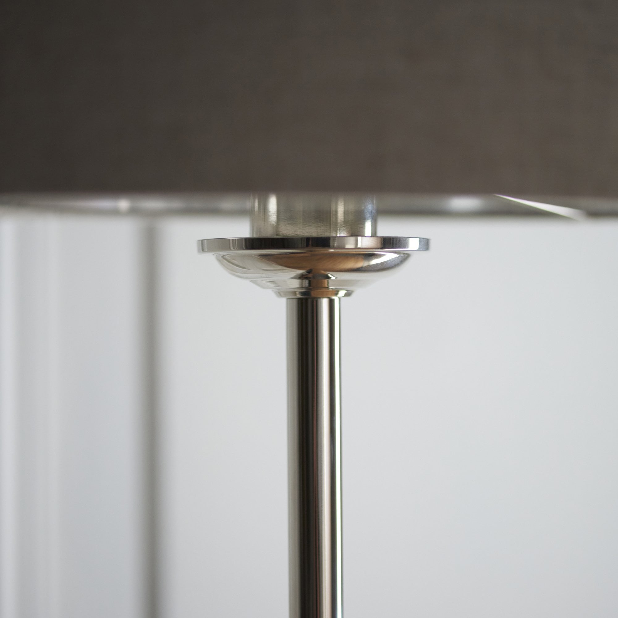 Endon Highclere Single Light Floor - Brushed Chrome Plate & Natural Linen